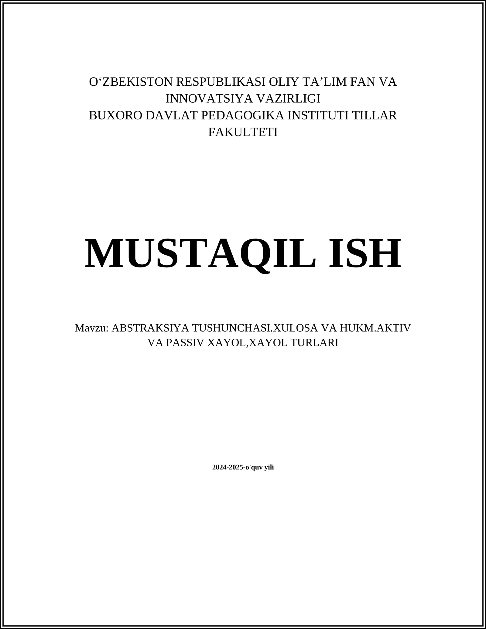 ABSTRAKSIYA TUSHUNCHASI