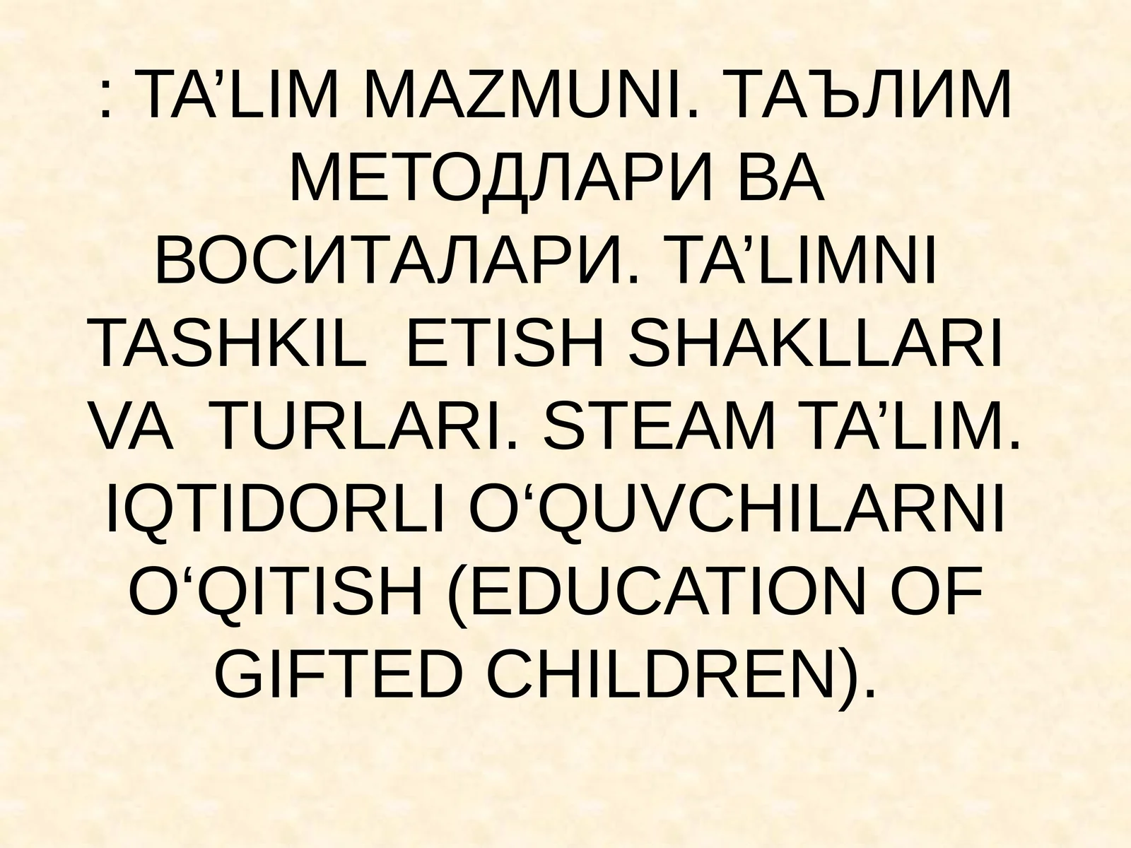 Ta'lim Mazmuni
