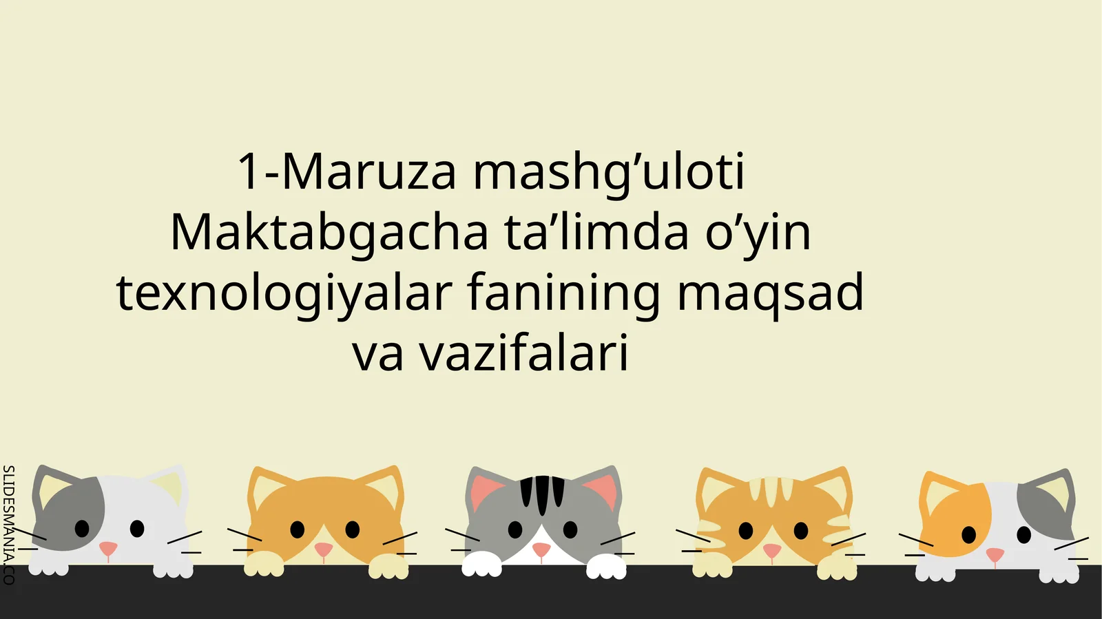 1-Maruza mashg’uloti Maktabgacha ta’limda o’yin texnologiyalar fanining maqsad va vazifalari
