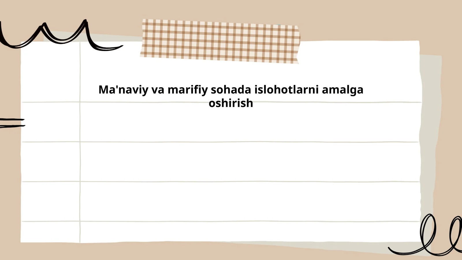 Ma'naviy va Marifiy Sohada Islohotlarni Amalga Oshirish
