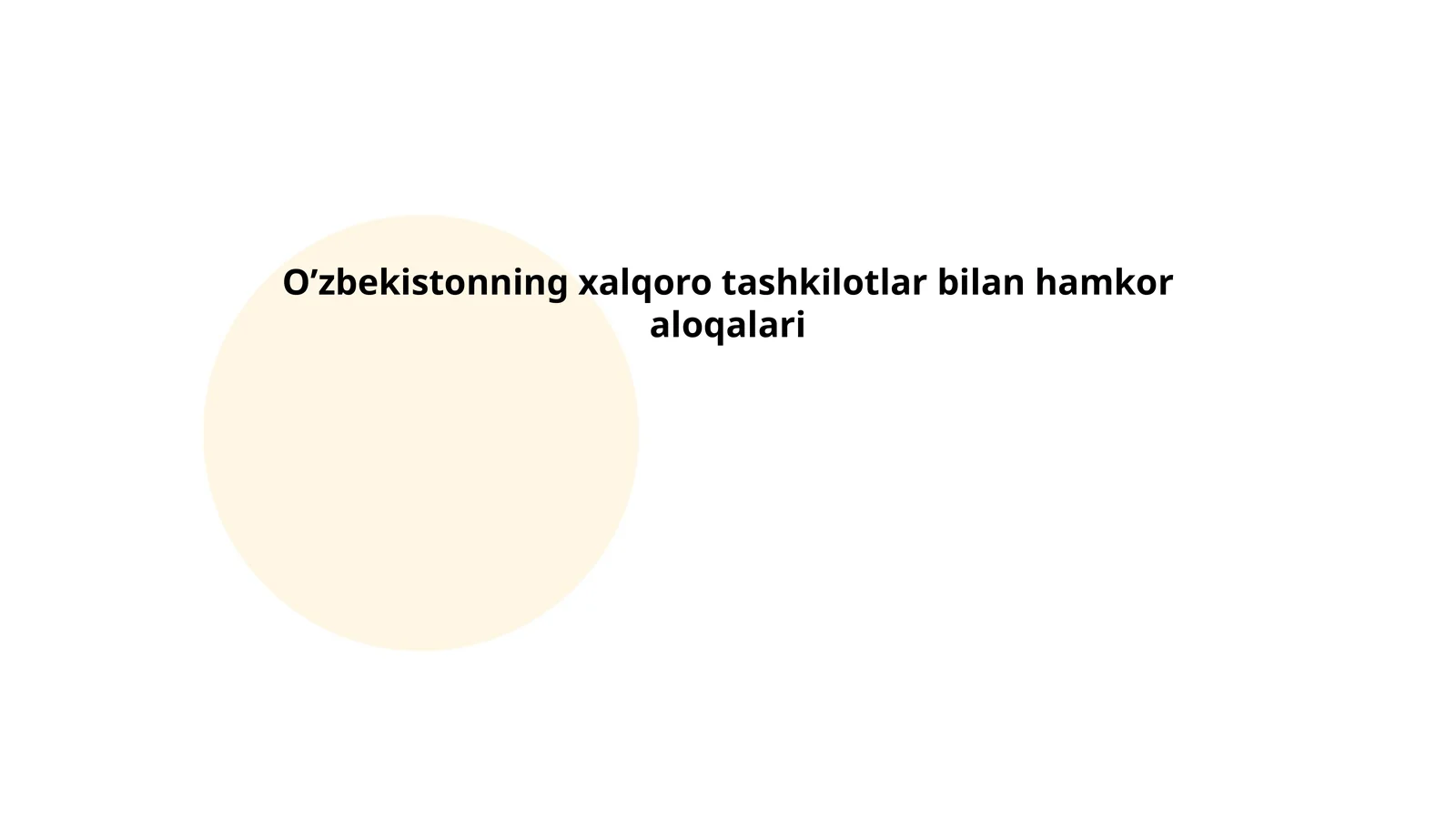 O'zbekistonning xalqoro tashkilotlar bilan hamkor aloqalari