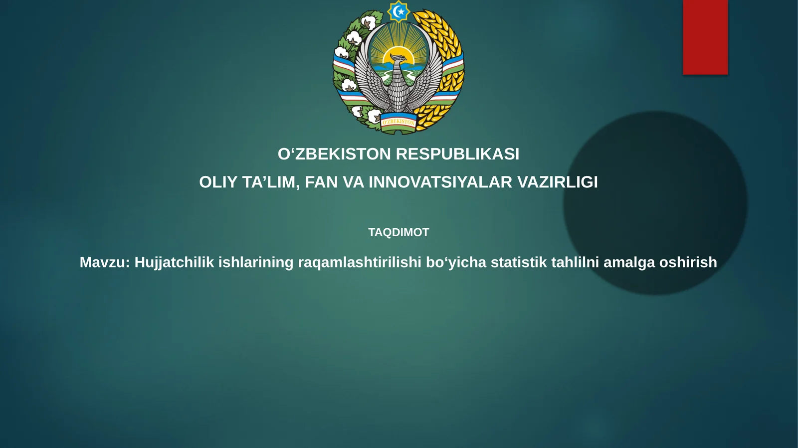 Hujjatchilik ishlari raqamlashtirilishi bo'yicha statistik tahlil