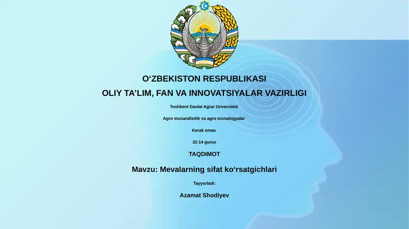 Mevalarning sifat koʻrsatgichlari