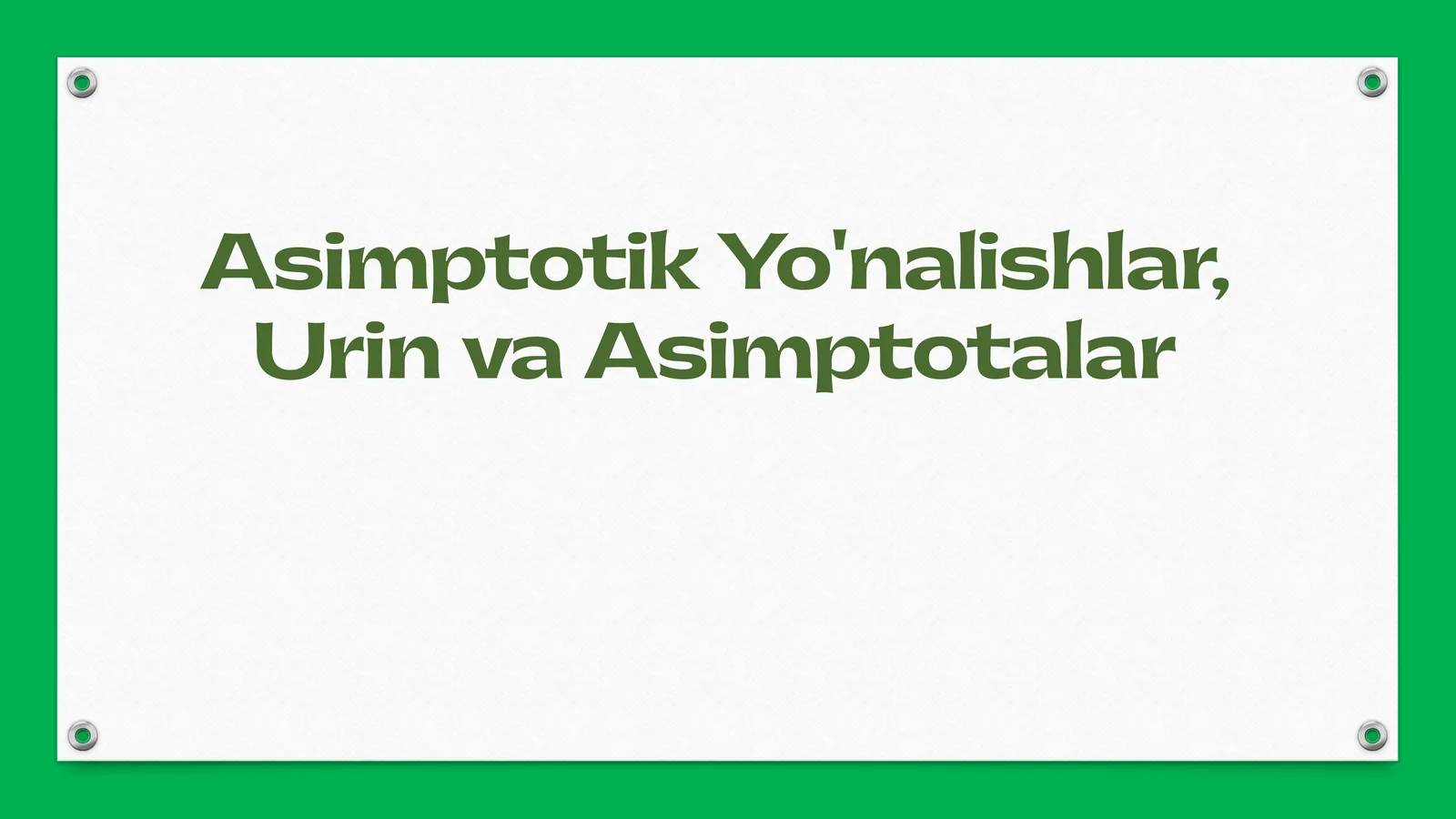 Asimptotik Yo'nalishlar