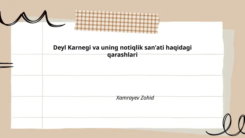 Deyl Karnegi va uning notiqlik sanʼati haqidagi qarashlari
