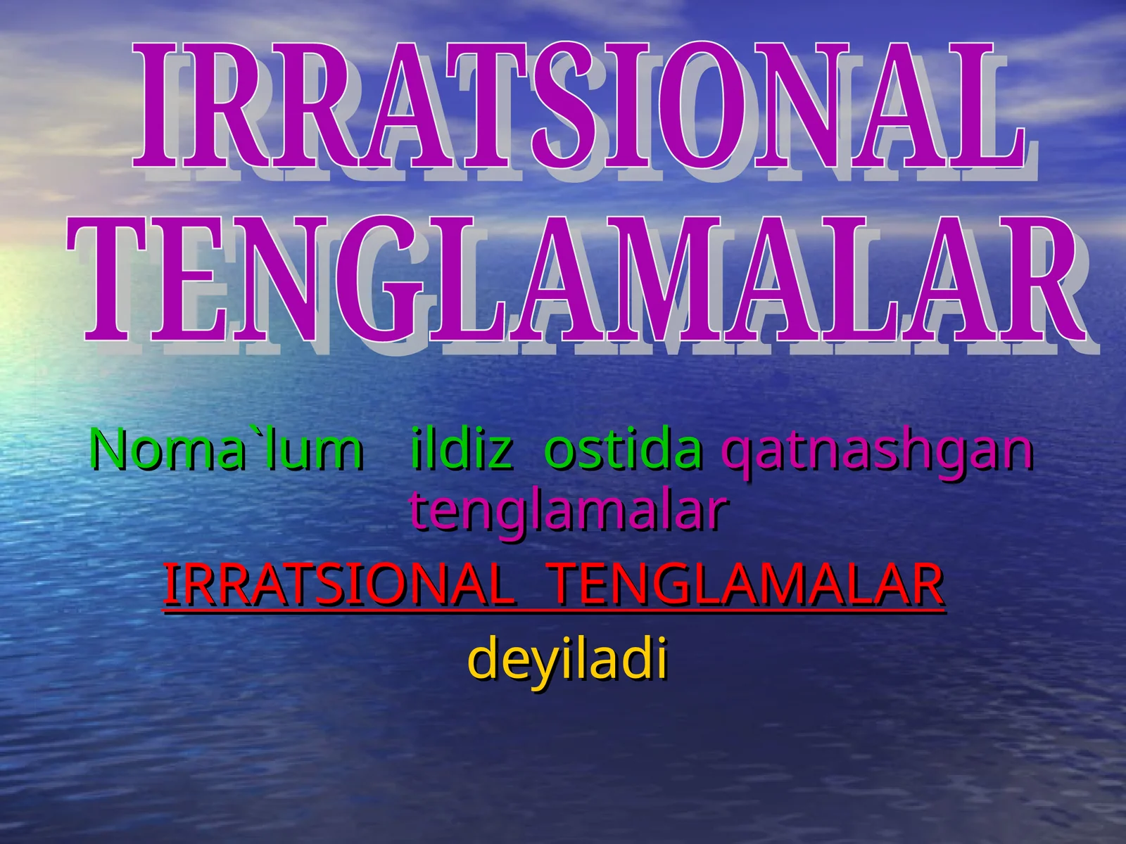 Irratsional Tenglamalar