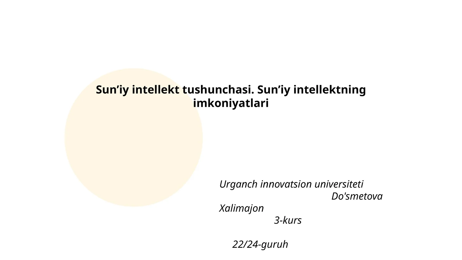 Sun’iy intellekt tushunchasi