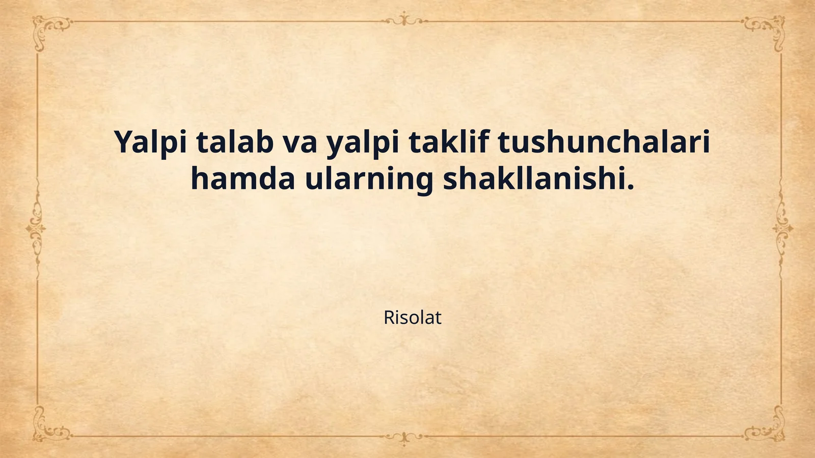 Yalpi talab va yalpi taklif tushunchalari hamda ularning shakllanishi.
