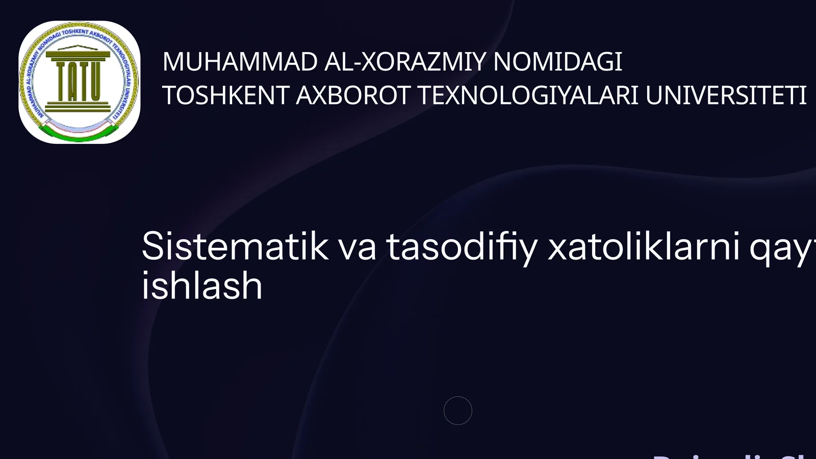 Sistematik va tasodifiy xatoliklarni qayta ishlash