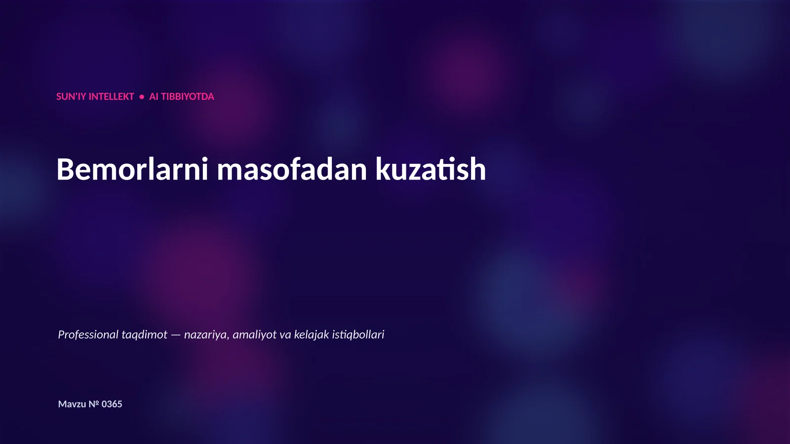 SUN'IY INTELLEKT AI TIBBIYOTDA