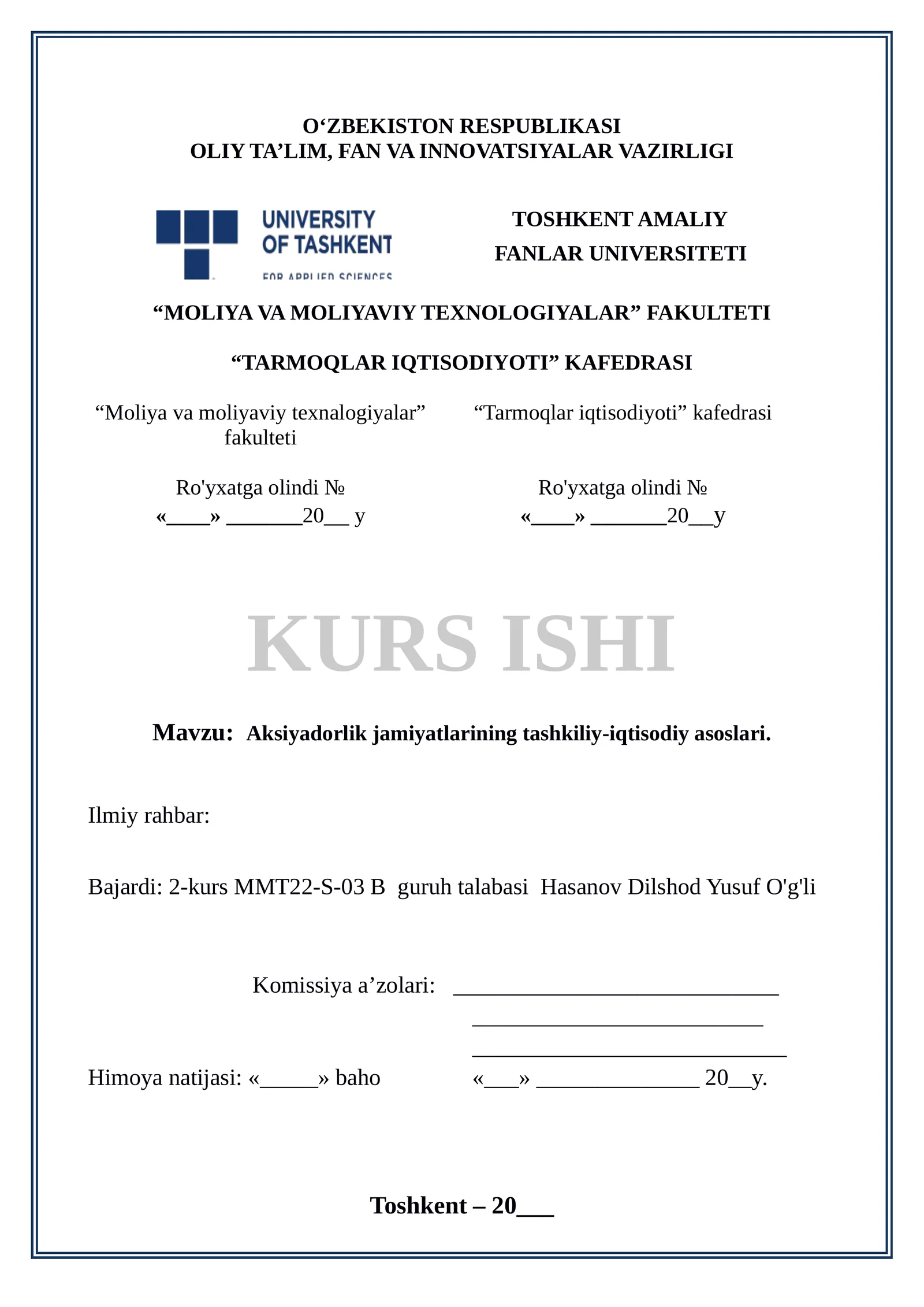 Aksiyadorlik jamiyatlarining tashkiliy-iqtisodiy asoslari
