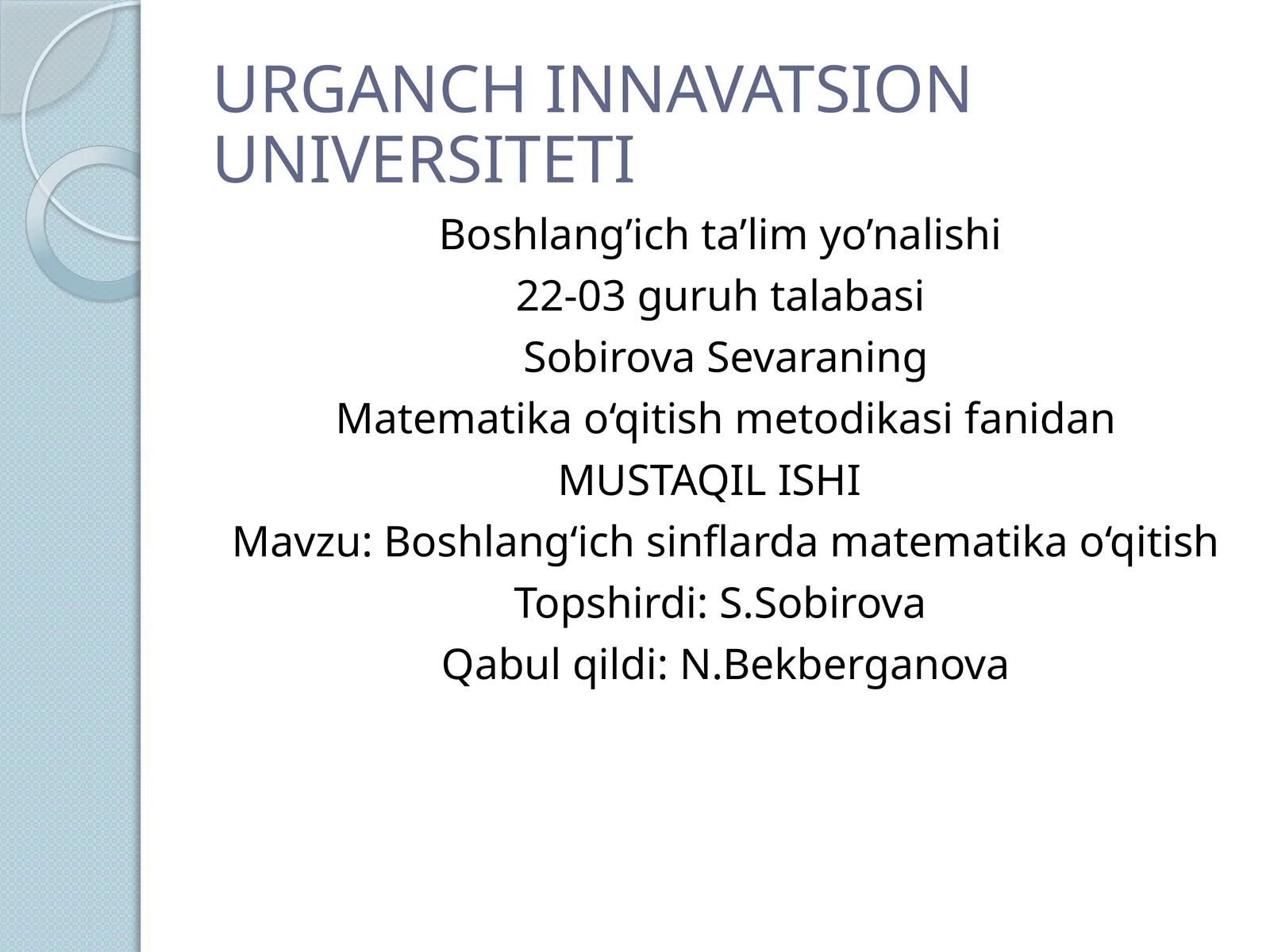 Boshlang’ich sinflar matematikasi darslari