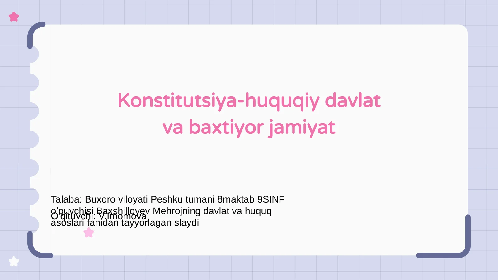 KONSTITUTSIYANING ASOSIY MAQSADI