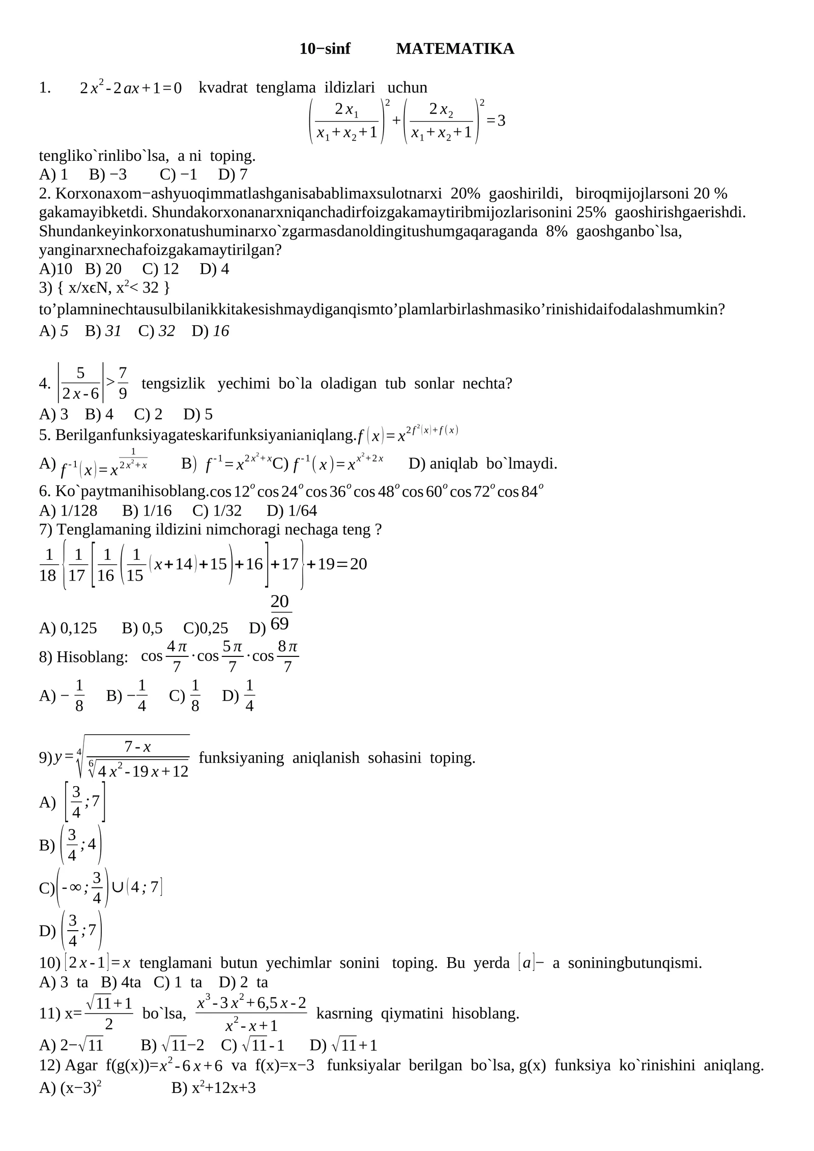 10−sinf MATEMATIKA