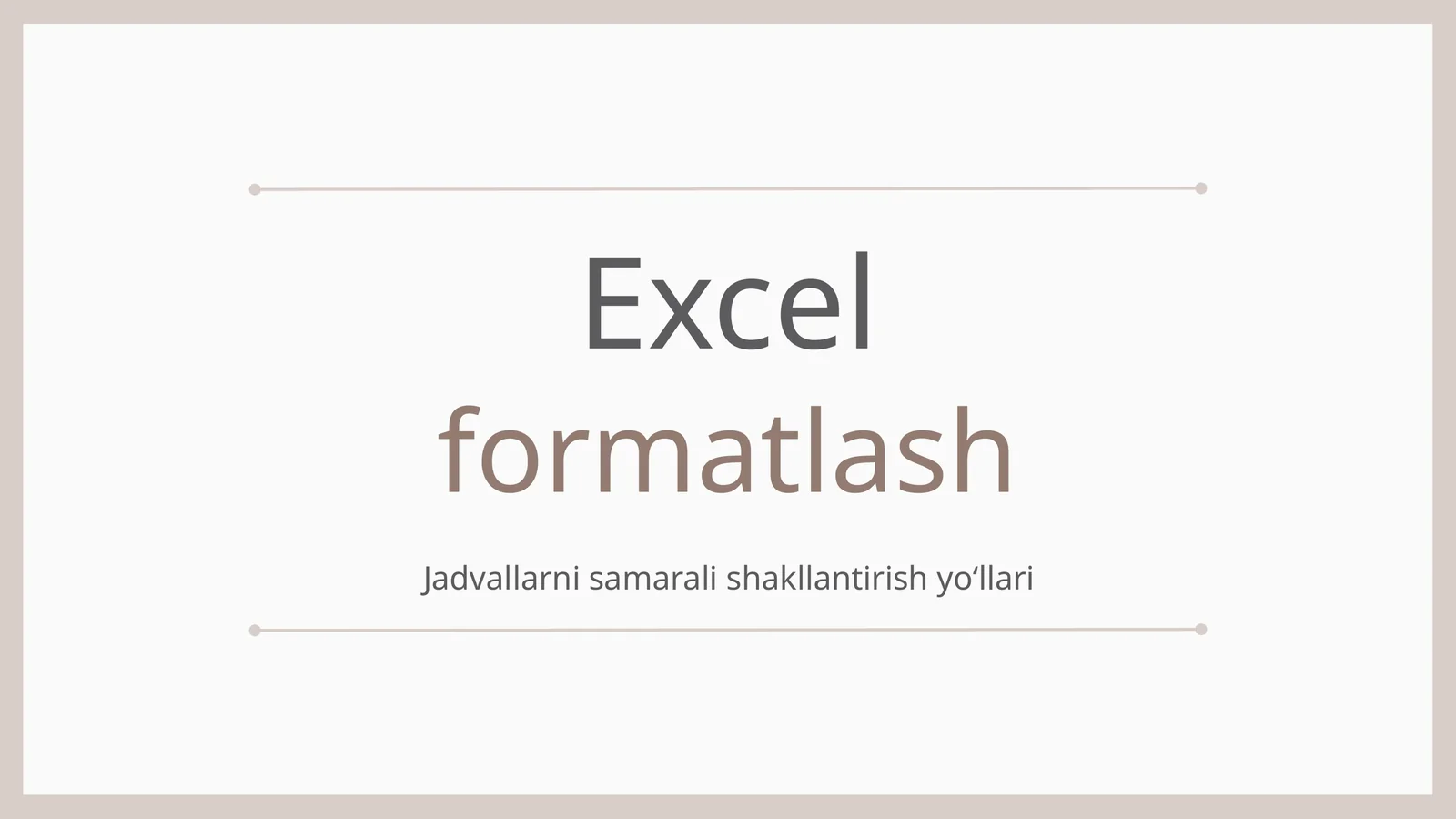 Excelformatlash