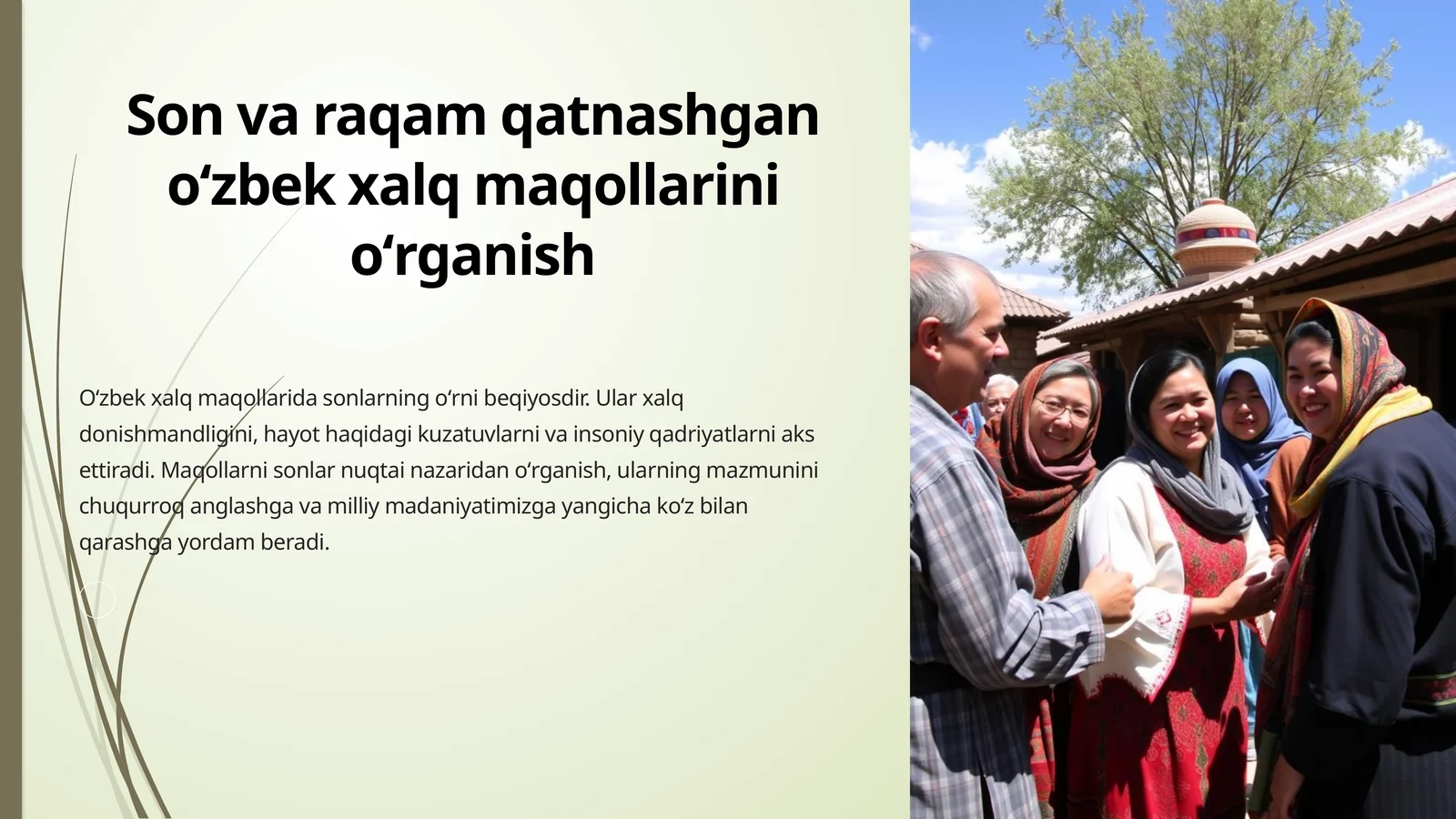 Sonvaraqamqatnashganoʻzbekxalqmaqollarinioʻrganish