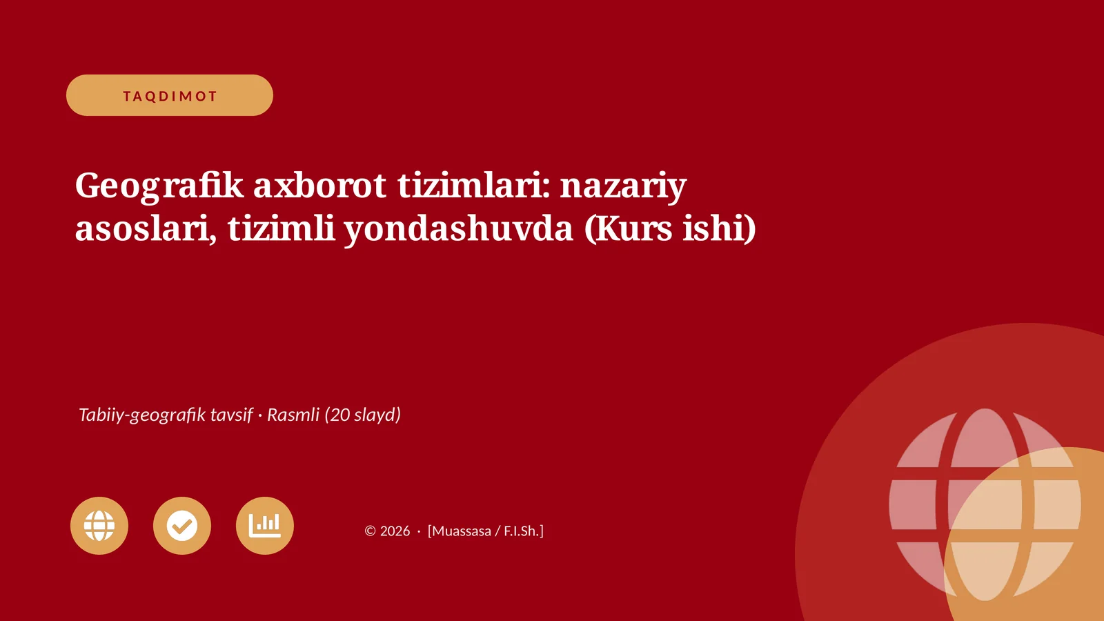 Geografik axborot tizimlari: nazariy asoslari, tizimli yondashuvda (Kurs ishi)
