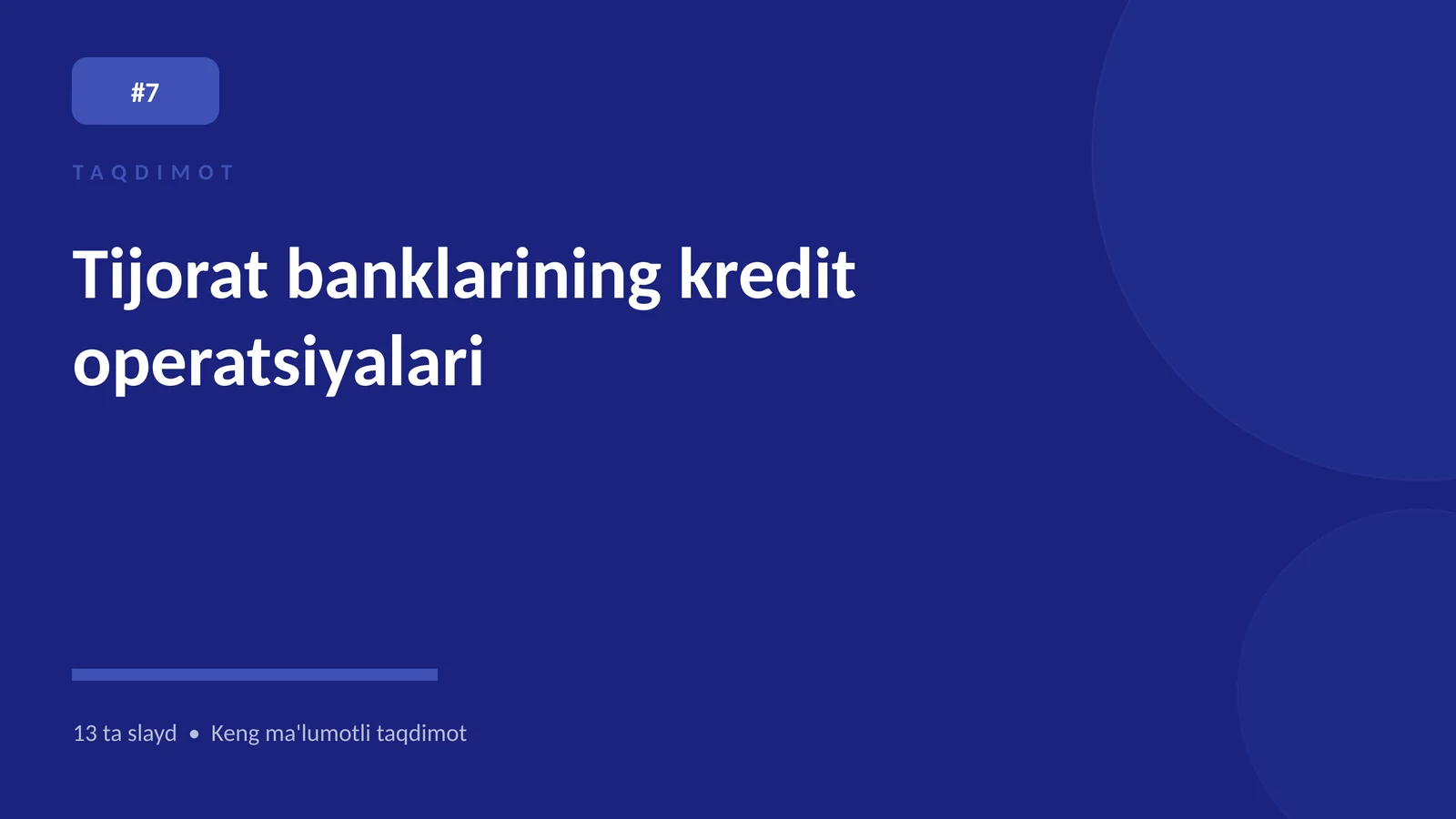 Tijorat banklarining kredit operatsiyalari