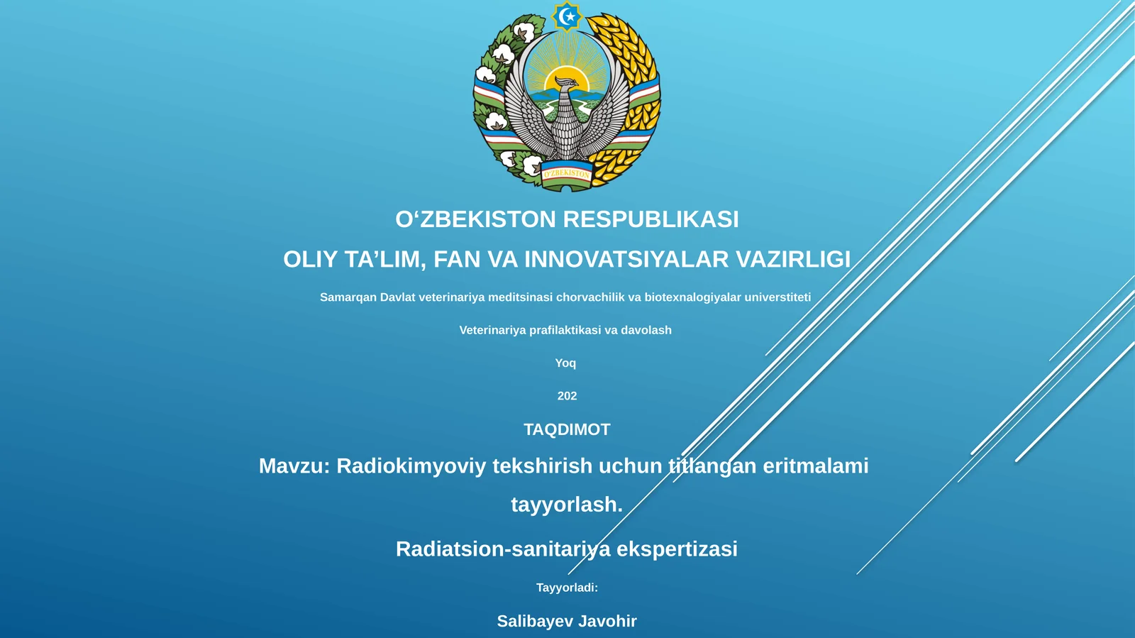 Radiokimyoviy tekshirish uchun titlangan eritmalami tayyorlash