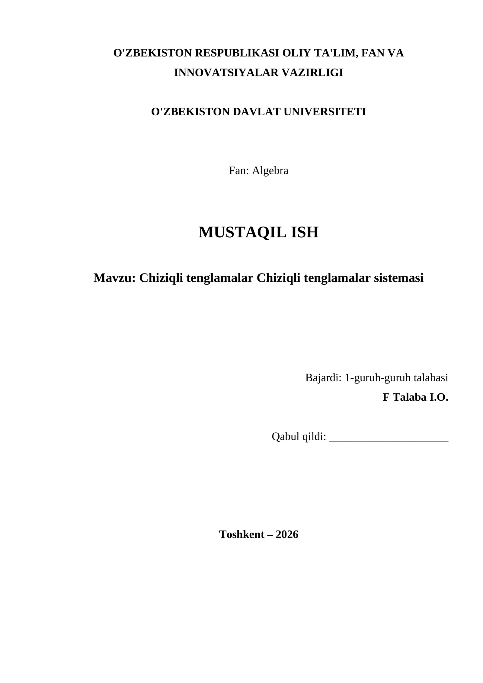 Chiziqli tenglamalar Chiziqli tenglamalar sistemasi