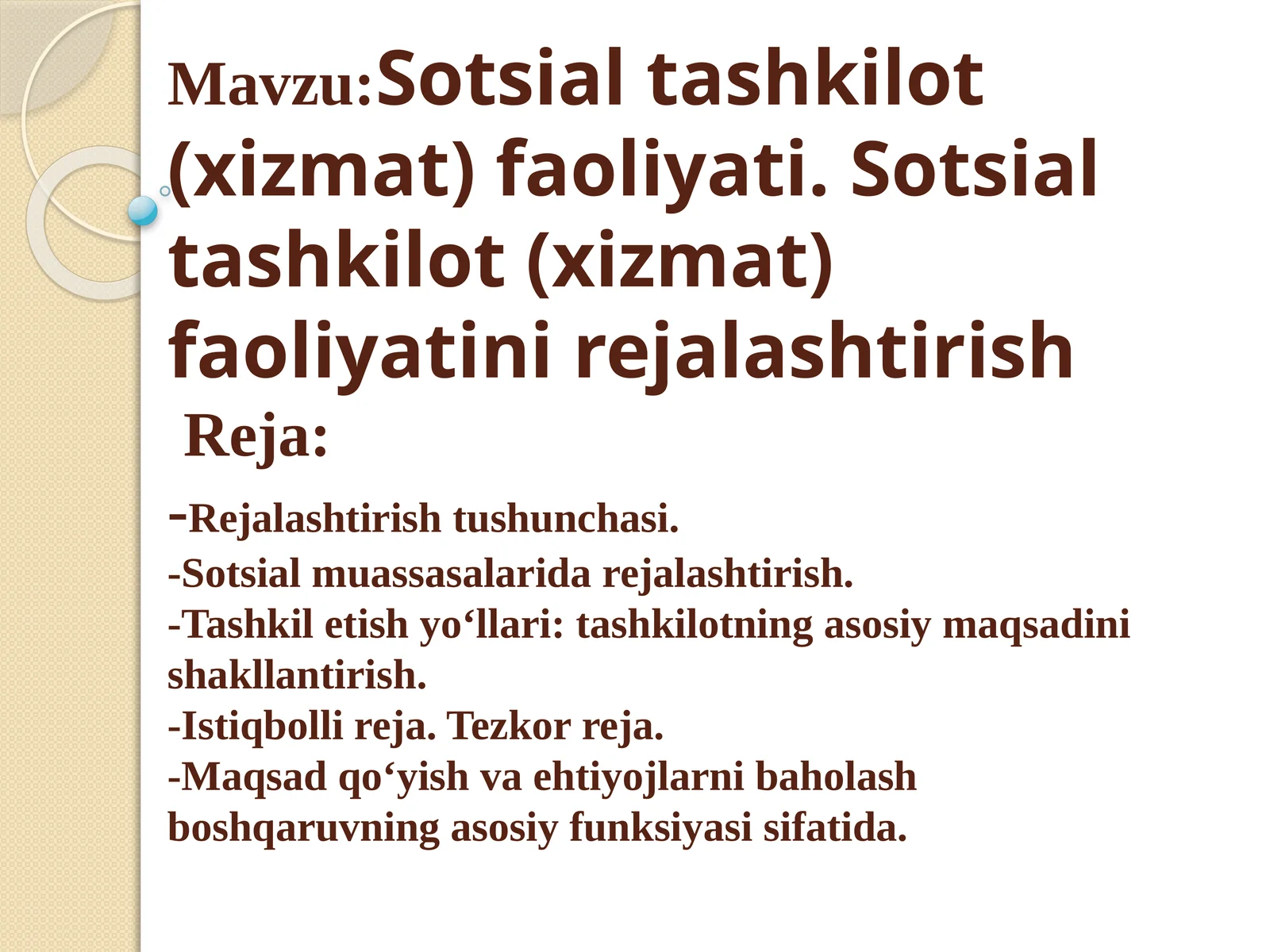 Sotsial tashkilot (xizmat) faoliyati