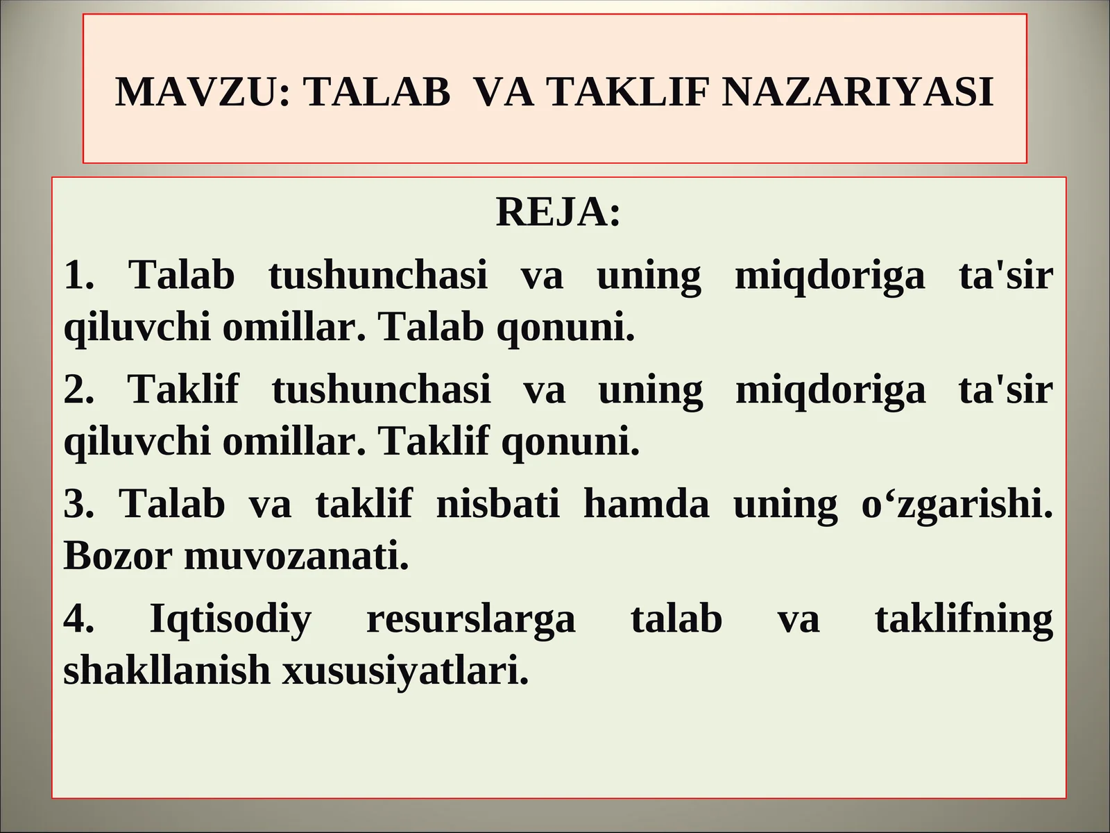 TALAB VA TAKLIF NAZARIYASI