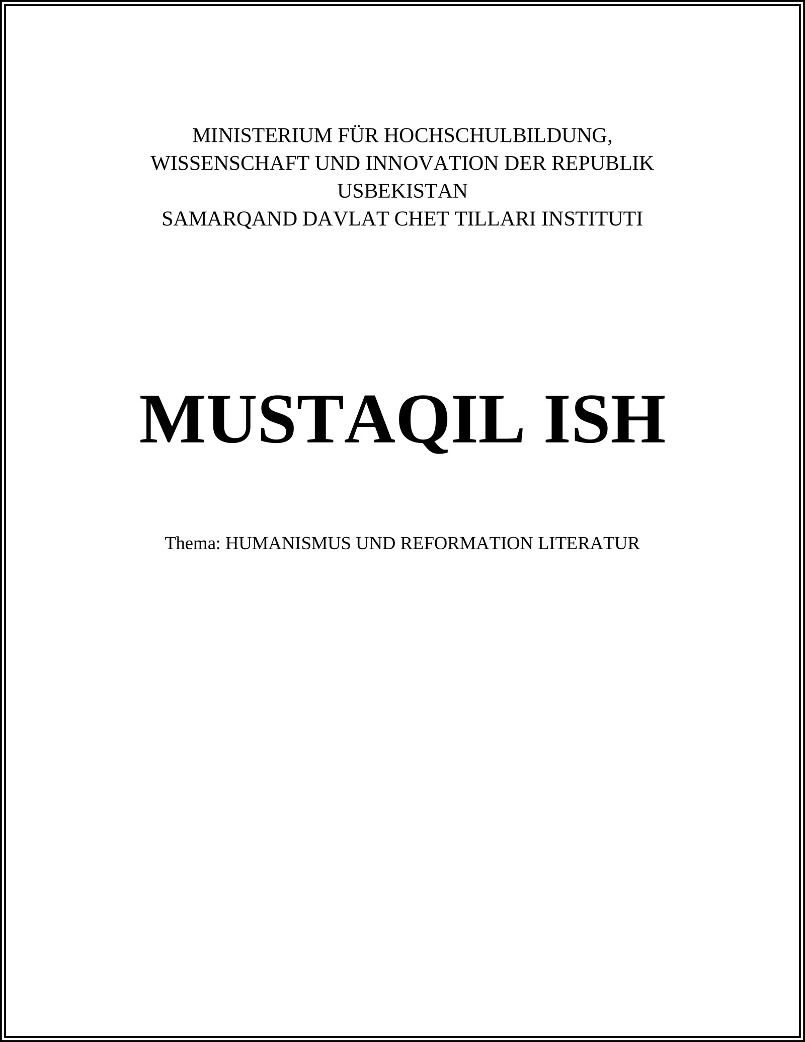 HUMANISMUS UND REFORMATION LITERATUR