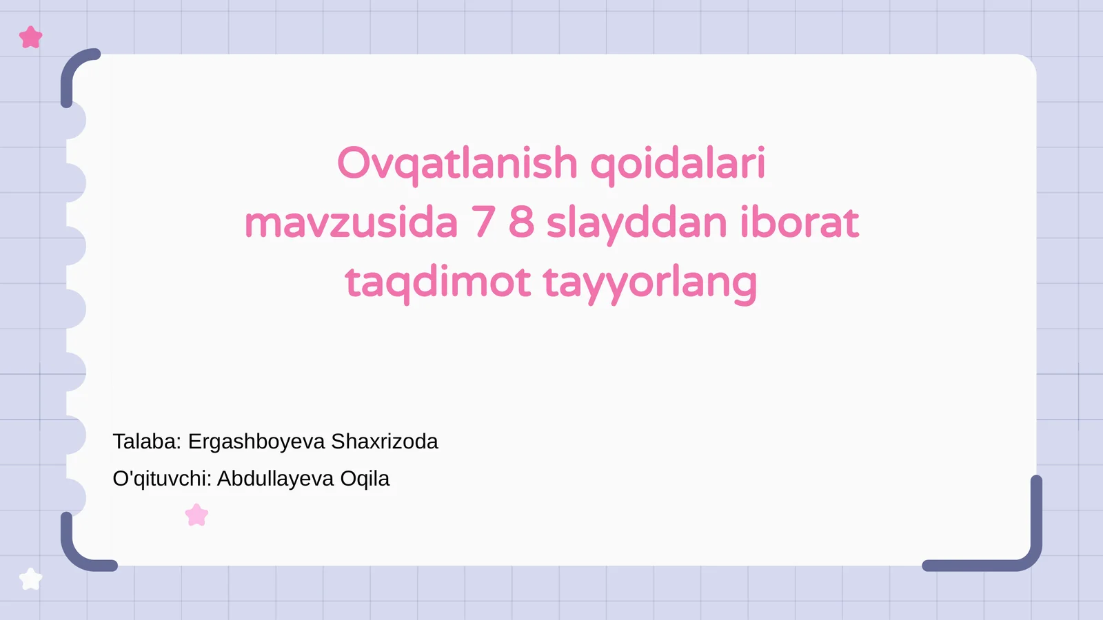 Ovqatlanish qoidalari