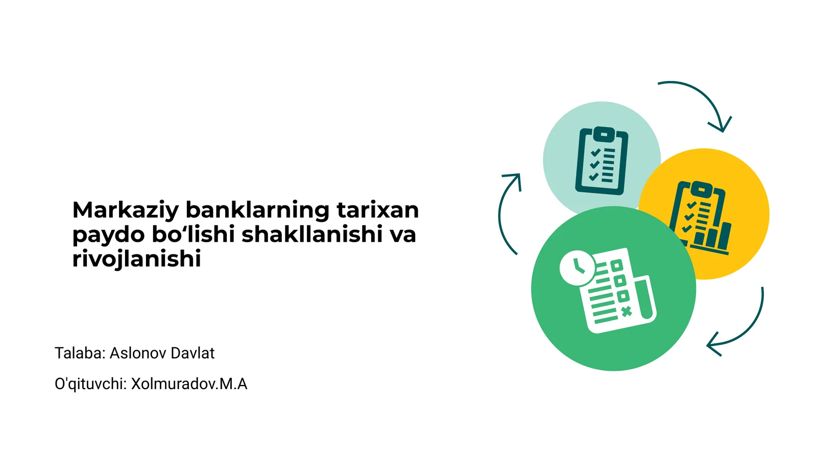 Markaziy banklarning tarixan paydo bo‘lishi shakllanishi va rivojlanishi