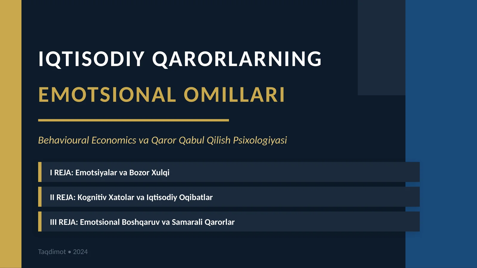 IQTISODIY QARORLARNING EMOTSIONAL OMILLARI