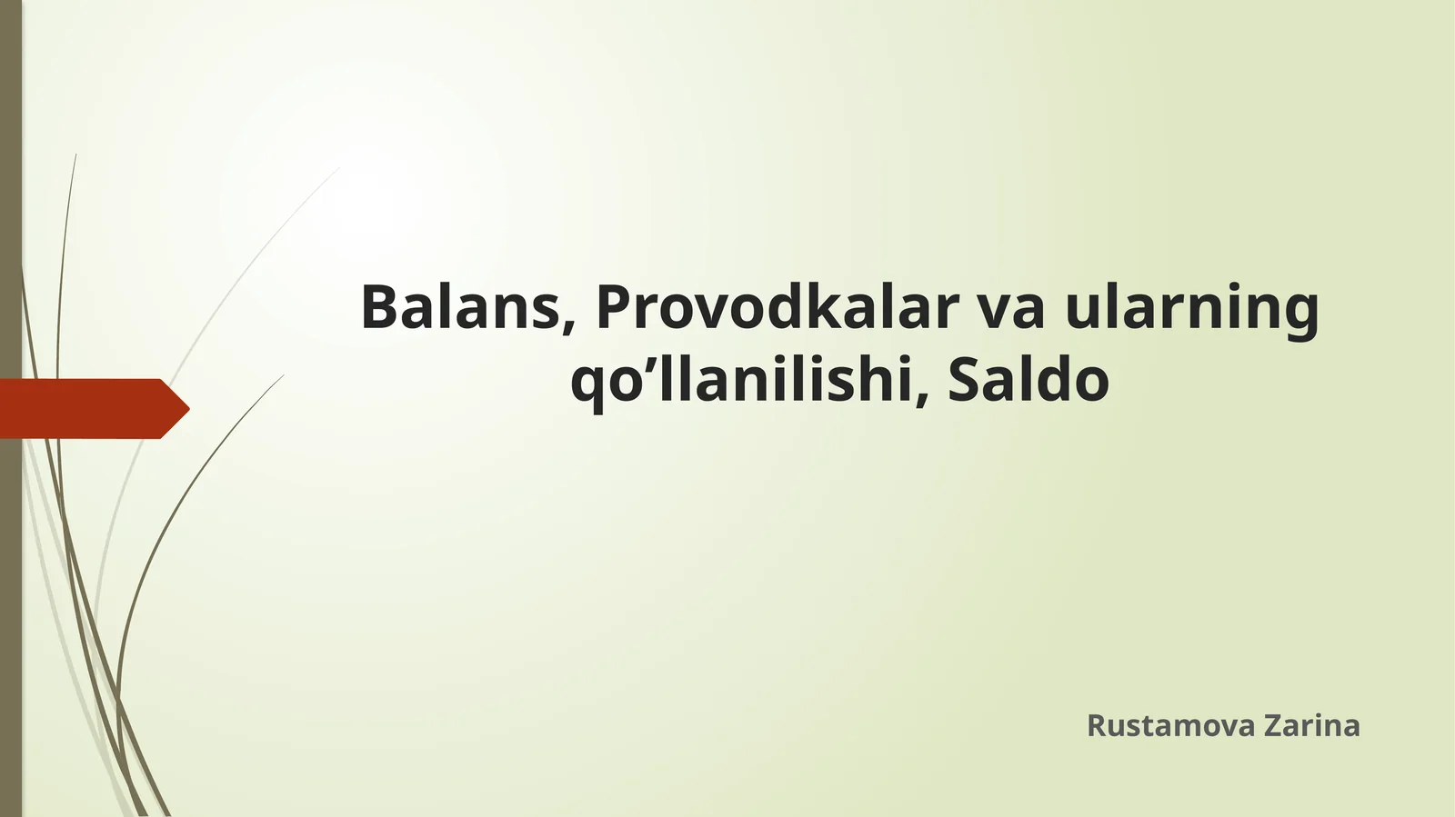 Balans, Provodkalar va ularning qo’llanilishi, Saldo