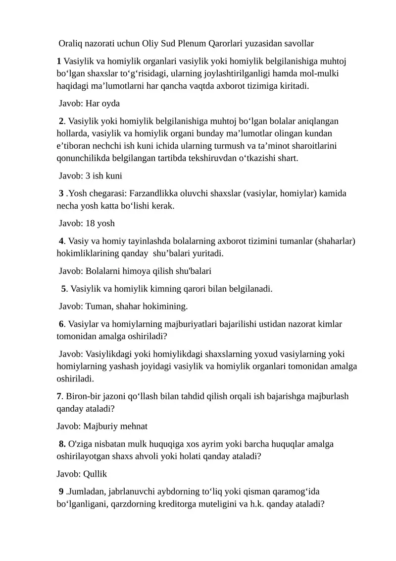 Oliy Sud Plenum Qarorlari