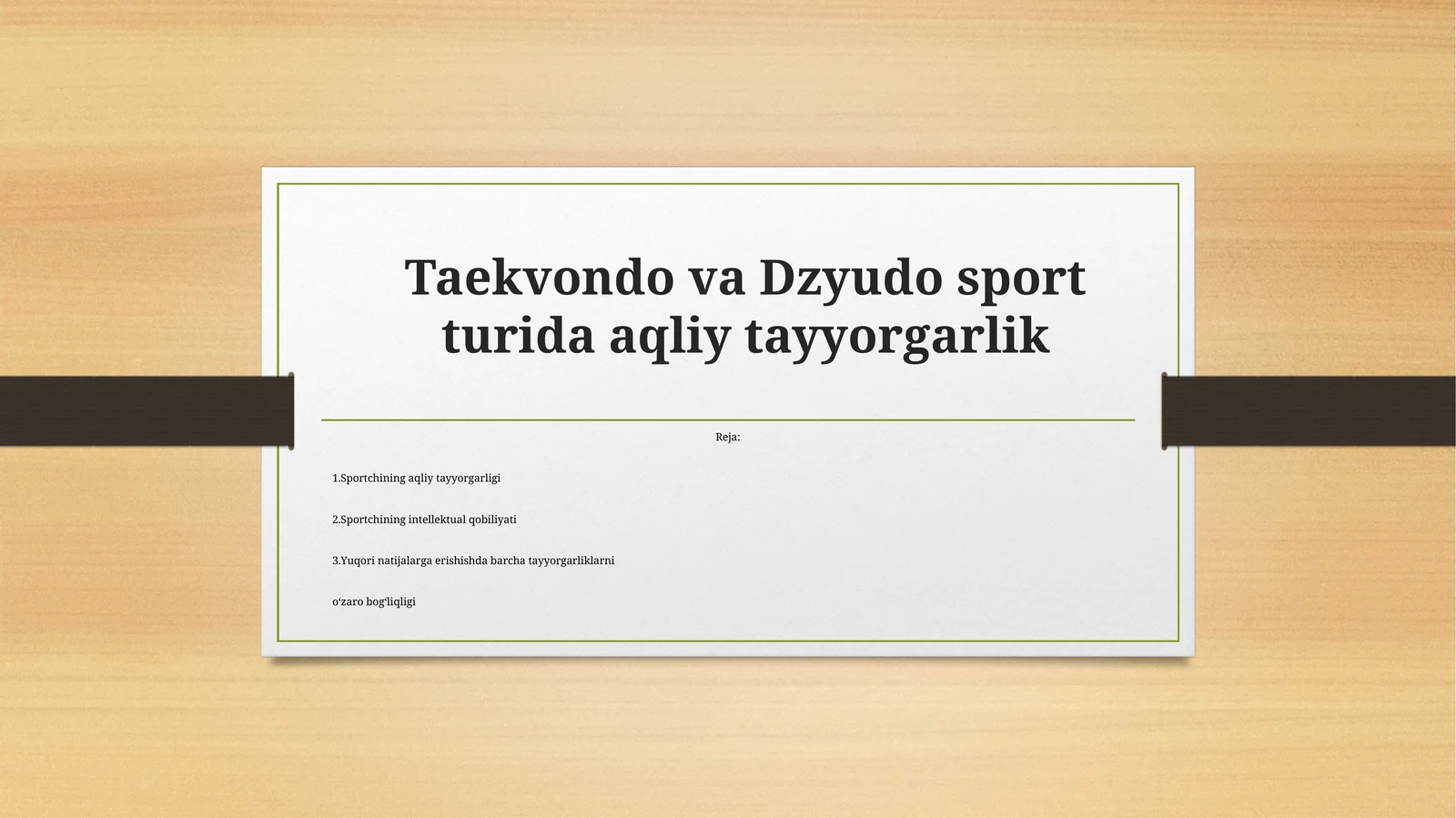 TaekvondovaDzyudosport turida aqliy tayyorgarlik
