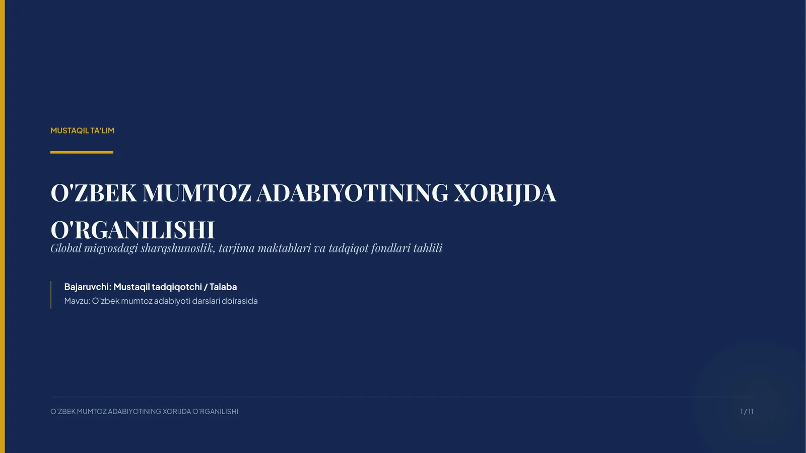 O'zbek mumtoz adabiyotining xorijda o'rganilishi