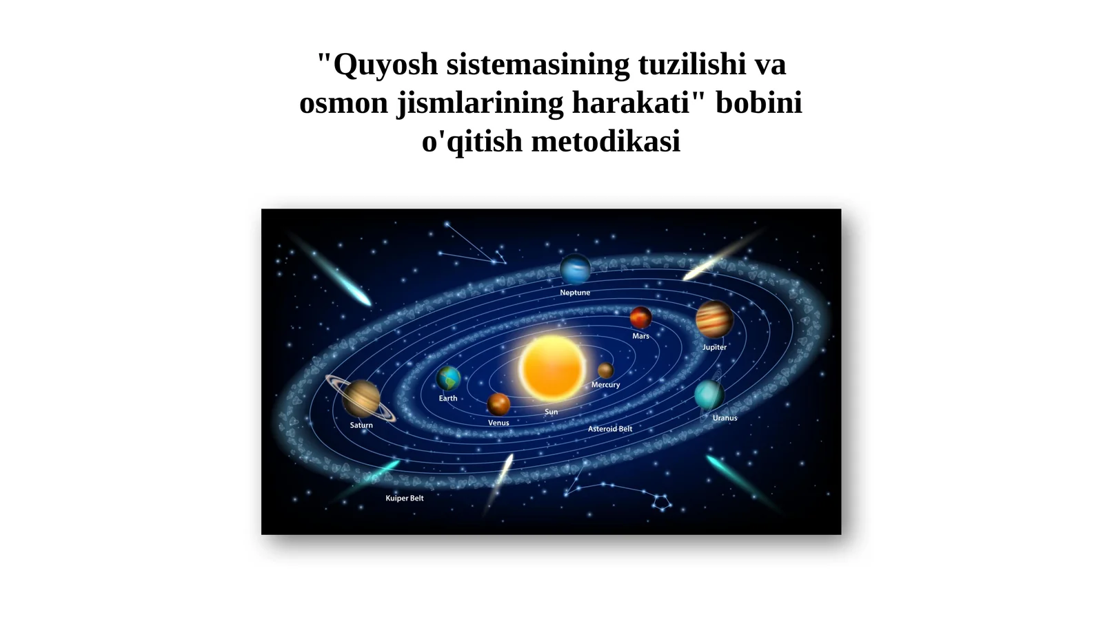 Quyosh sistemasining tuzilishi va osmon jismlarining harakati bobini o'qitish metodikasi