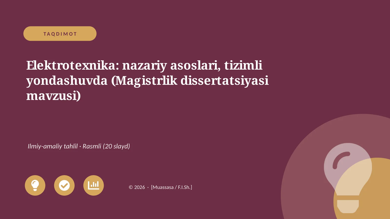 Elektrotexnika: nazariy asoslari, tizimli yondashuvda (Magistrlik dissertatsiyasi)