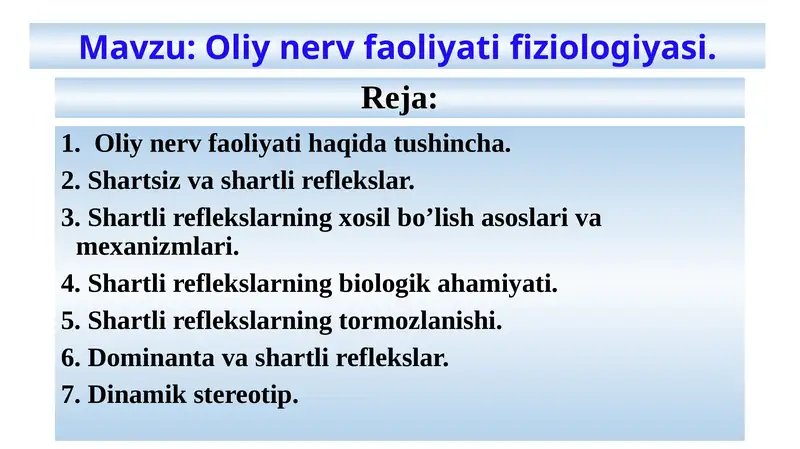 Oliy nerv faoliyati