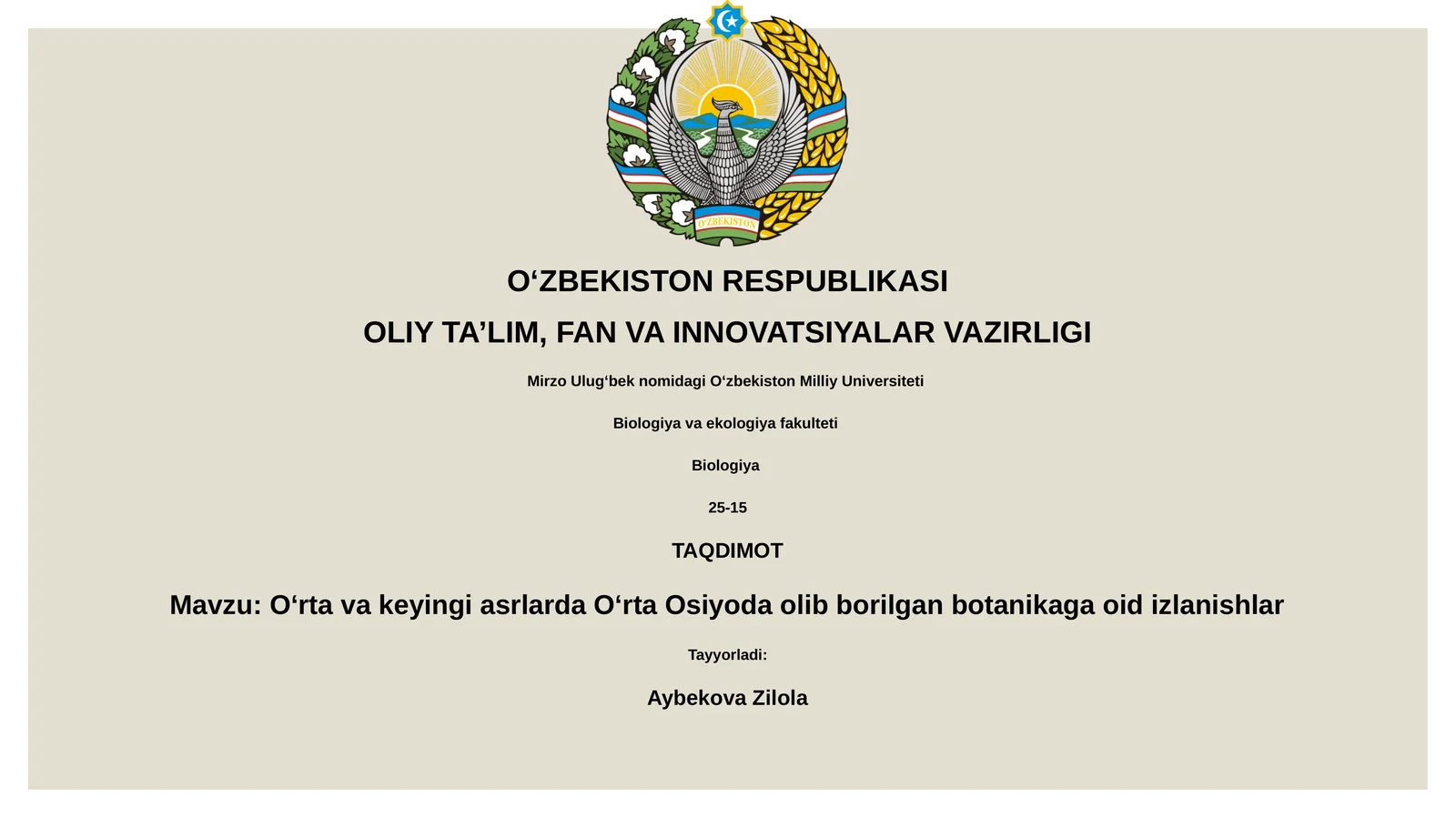 Oʻrta va keyingi asrlarda Oʻrta Osiyoda olib borilgan botanikaga oid izlanishlar