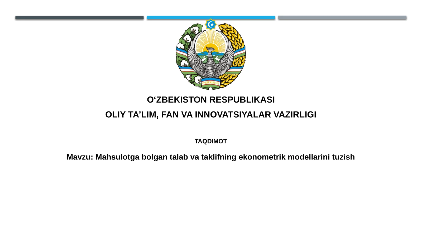 Mahsulotga talab va taklifning ekonometrik modellarini tuzish