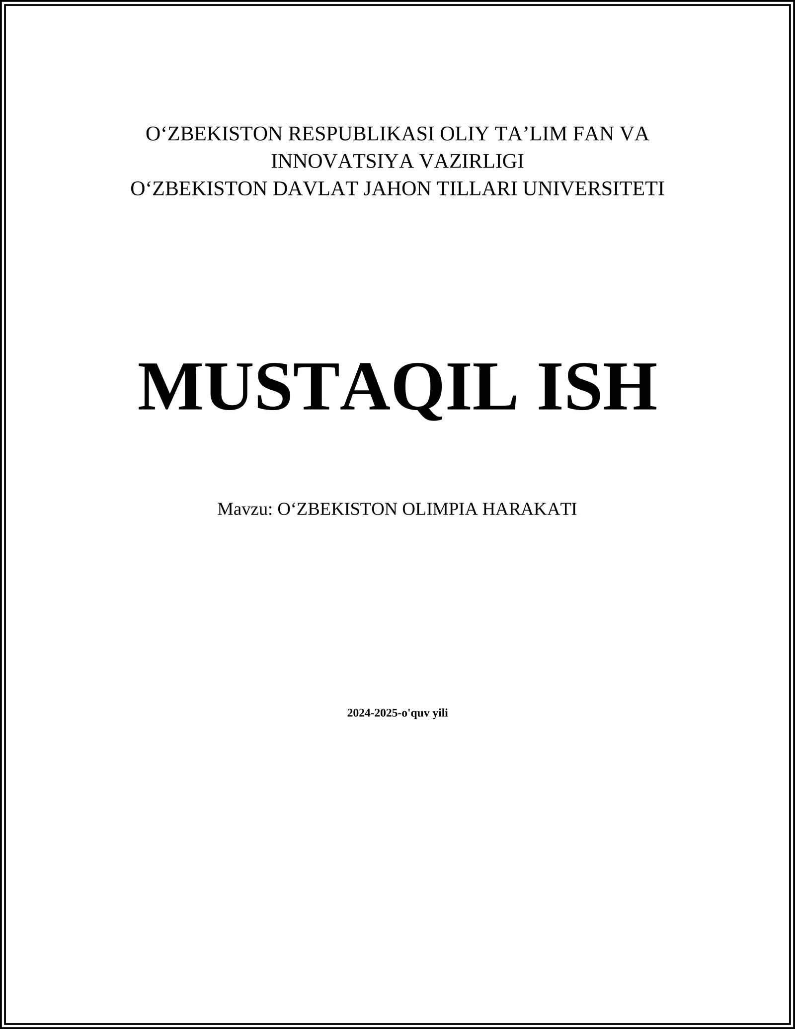 OʻZBEKISTON OLIMPIA HARAKATI