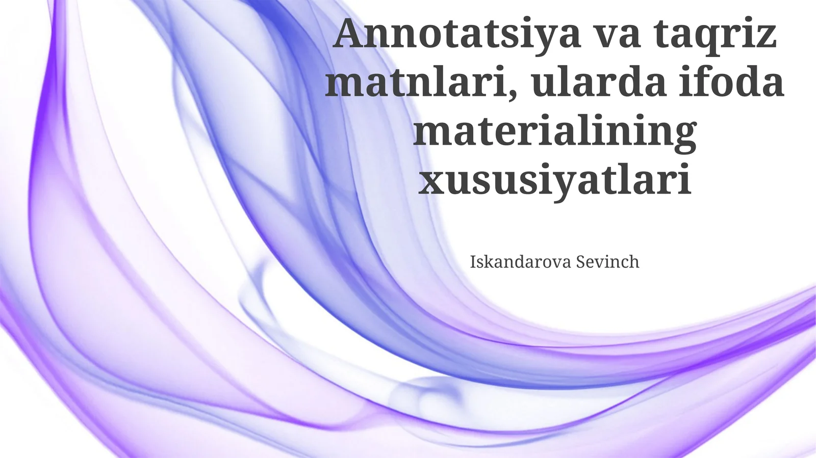 Annotatsiya va taqriz matnlari, ularda ifoda materialining xususiyatlari