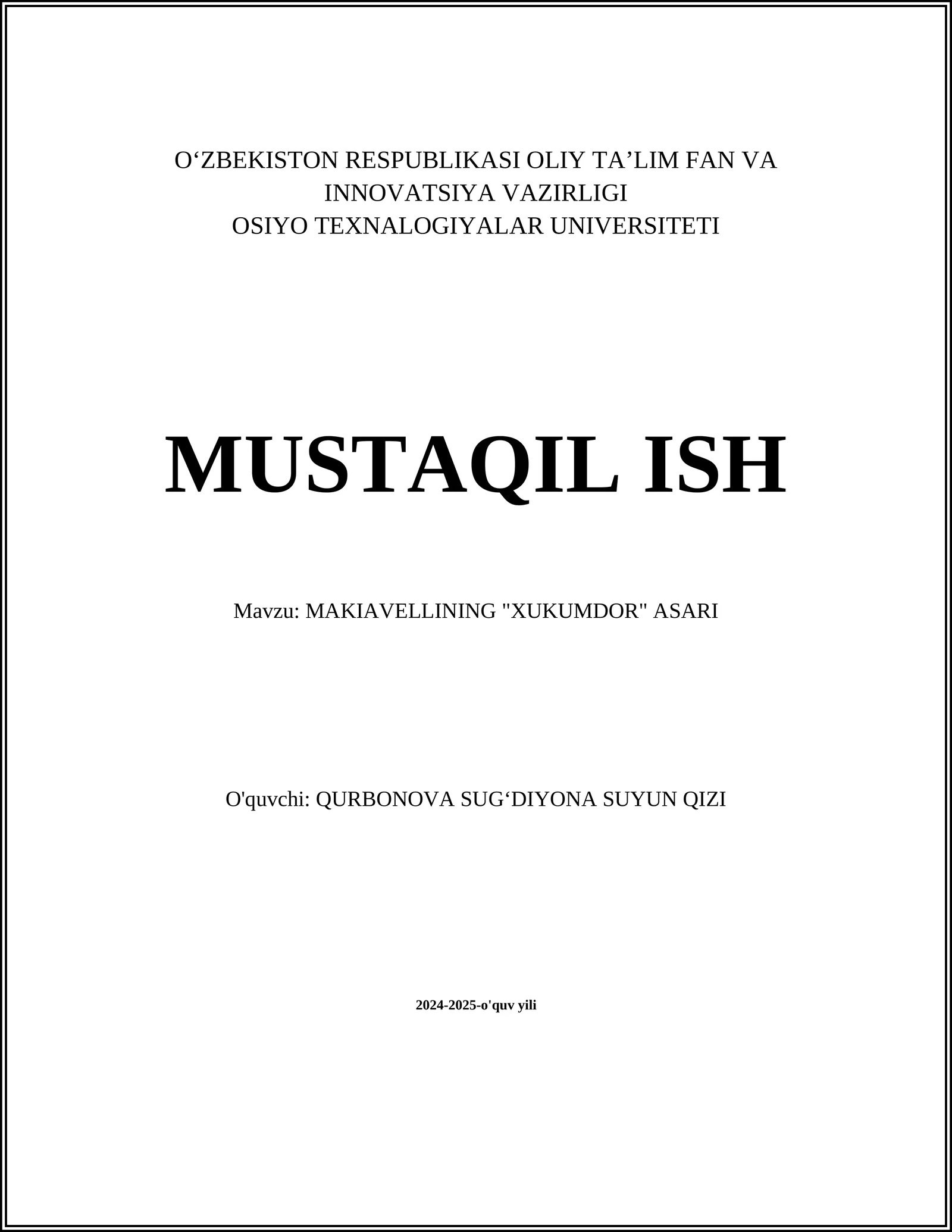 MAKIAVELLINING "XUKUMDOR" ASARI