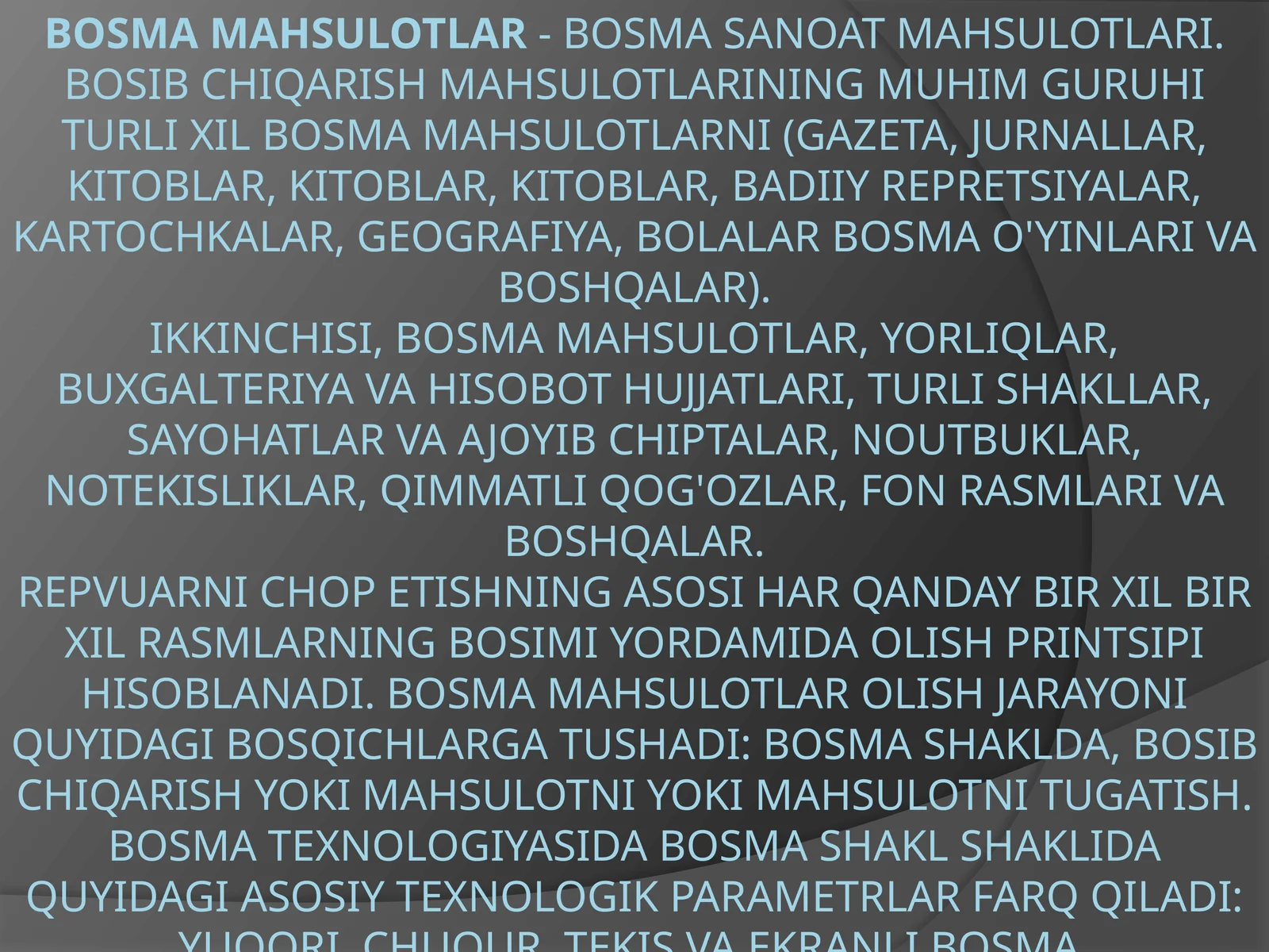 Bosma mahsulotlar