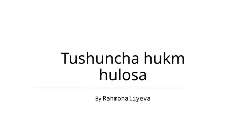 Tushuncha hukm hulosa
