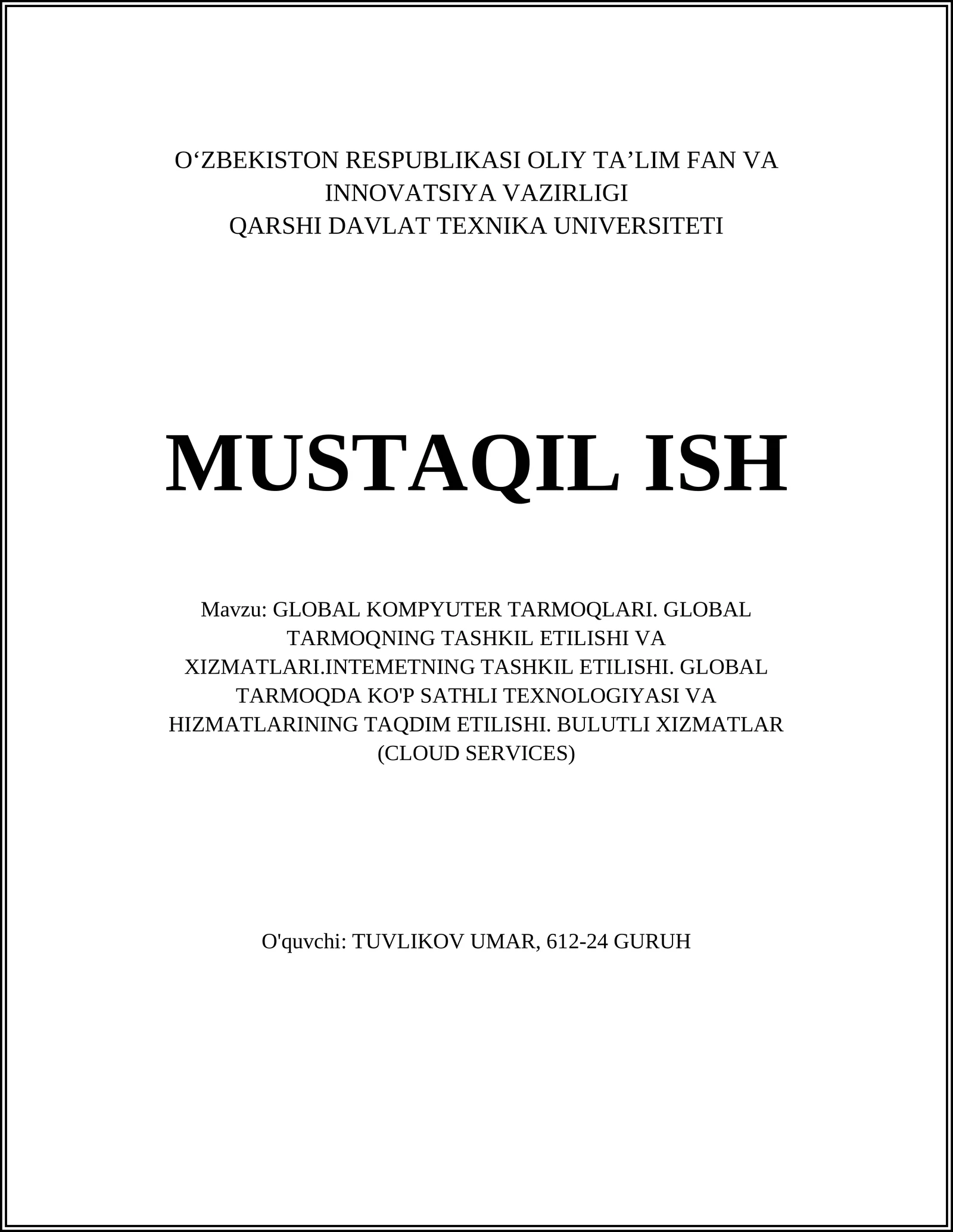 GLOBAL KOMPYUTER TARMOQLARI