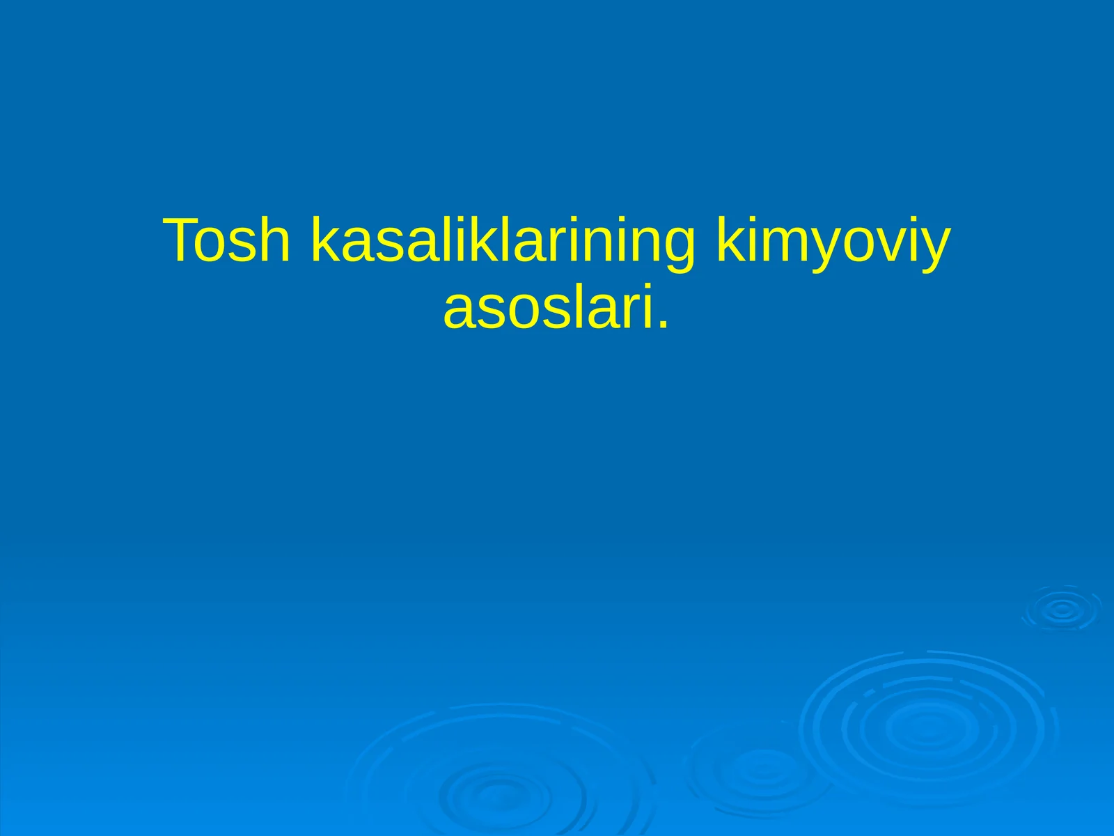 Tosh kasaliklarining kimyoviy asoslari