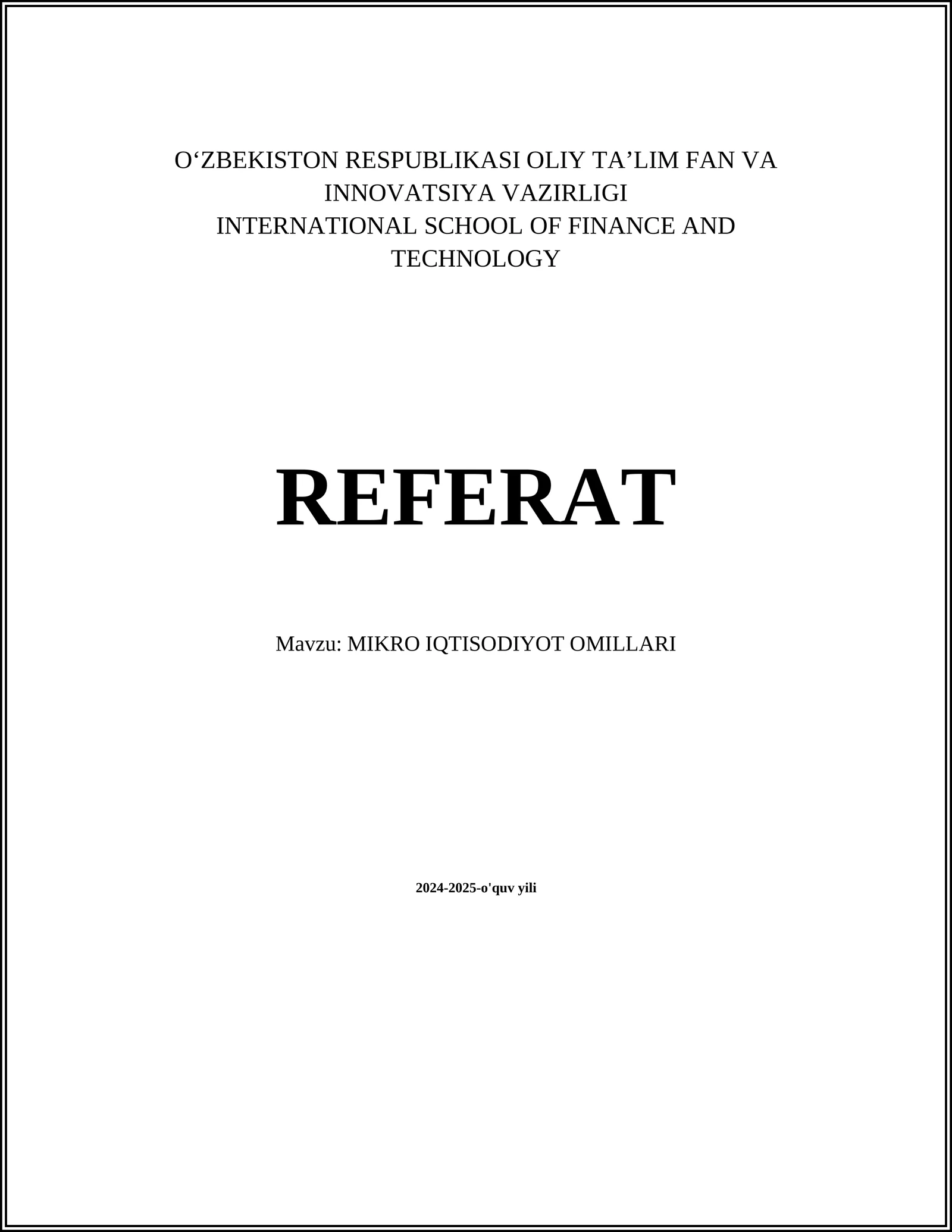 MIKRO IQTISODIYOT OMILLARI