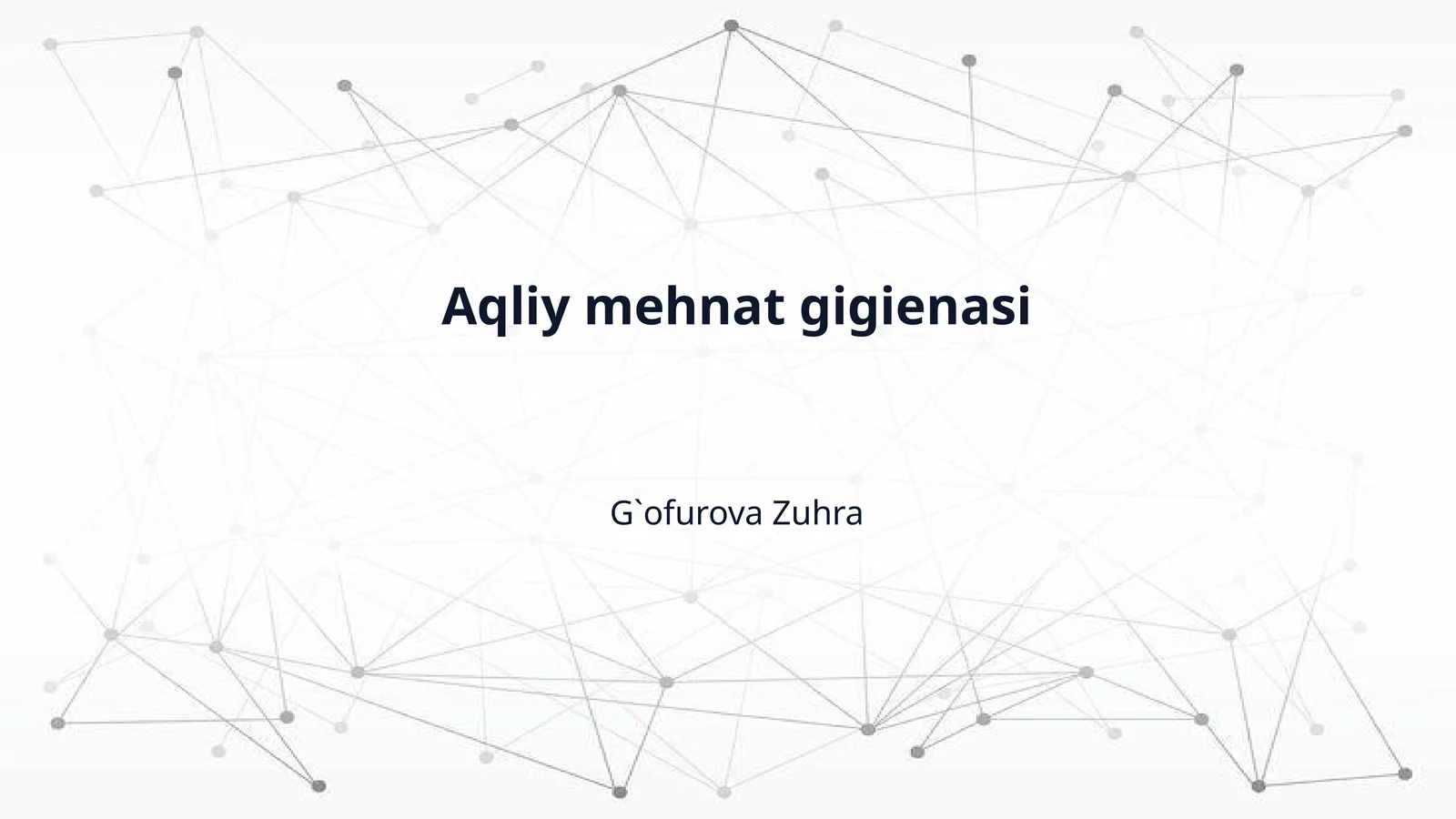 Aqliy mehnat gigienasi