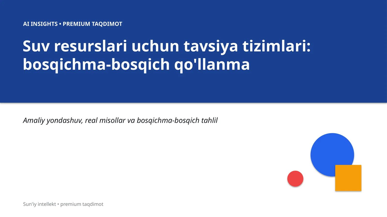 Suv resurslari uchun tavsiya tizimlari