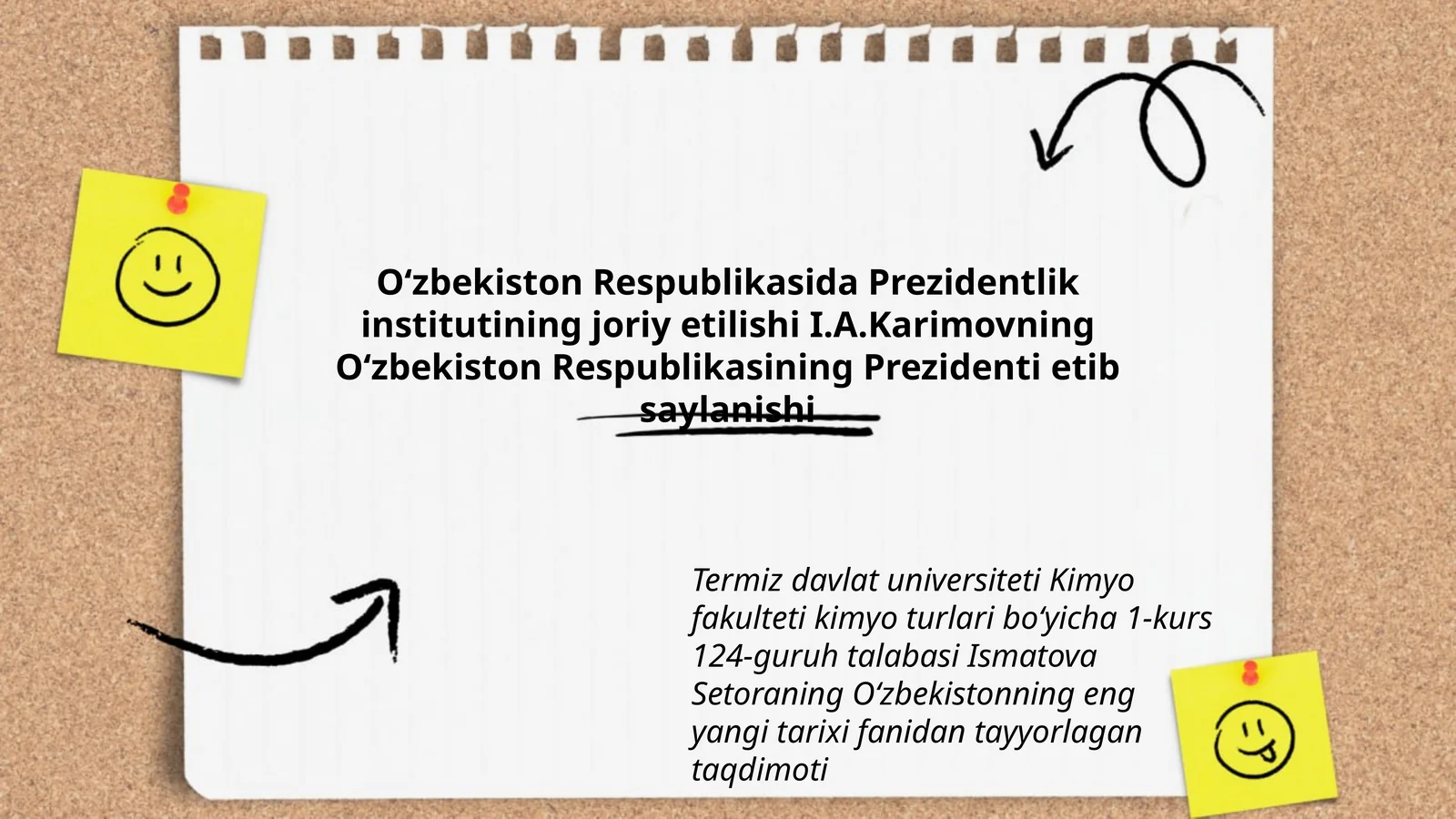 Oʻzbekiston Respublikasida Prezidentlik institutining joriy etilishi I.A.Karimovning Oʻzbekiston Respublikasining Prezidenti etib saylanishi